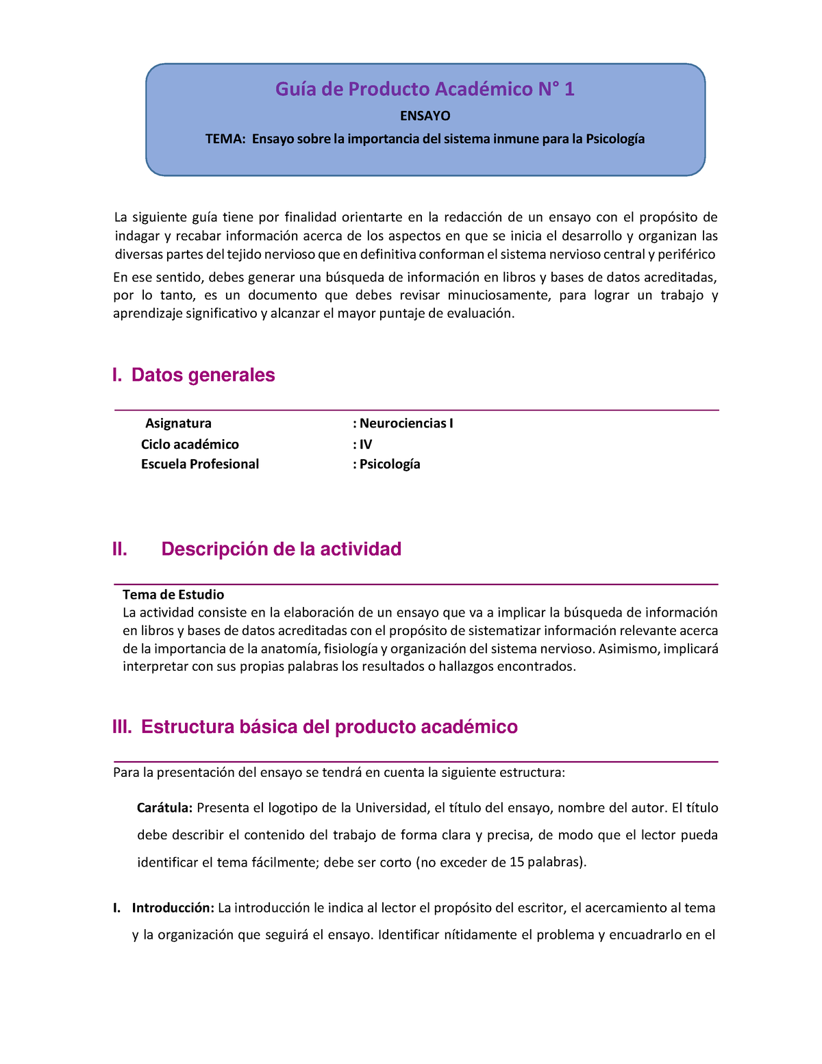 Guía Producto Académico 1 Ensayo La Siguiente Guía Tiene Por Finalidad Orientarte En La 0001