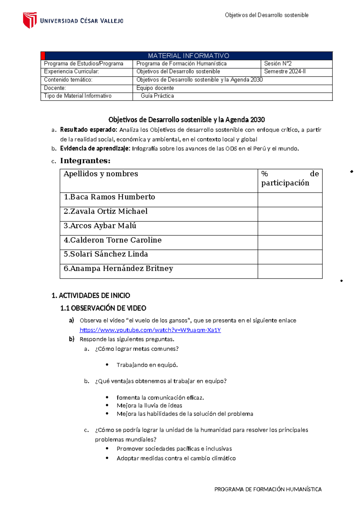 Guía práctica N° 2 - Infografia sobre avances de la Ods en el peru y el ...