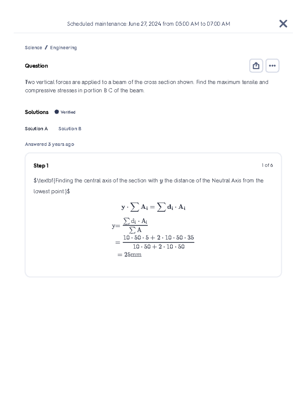 Two vertical forces are applied to a beam of the cross secti Quizlet Scheduled maintenance