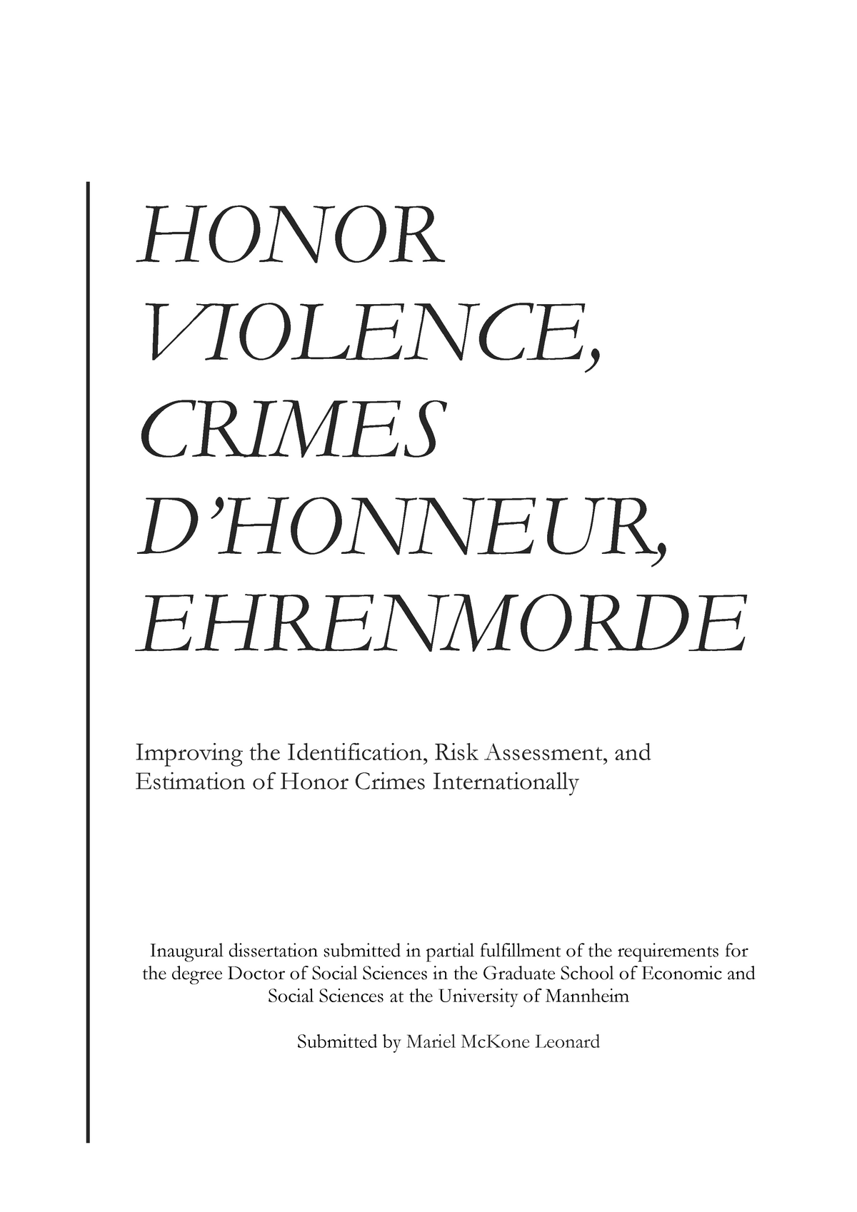 dissertation violence