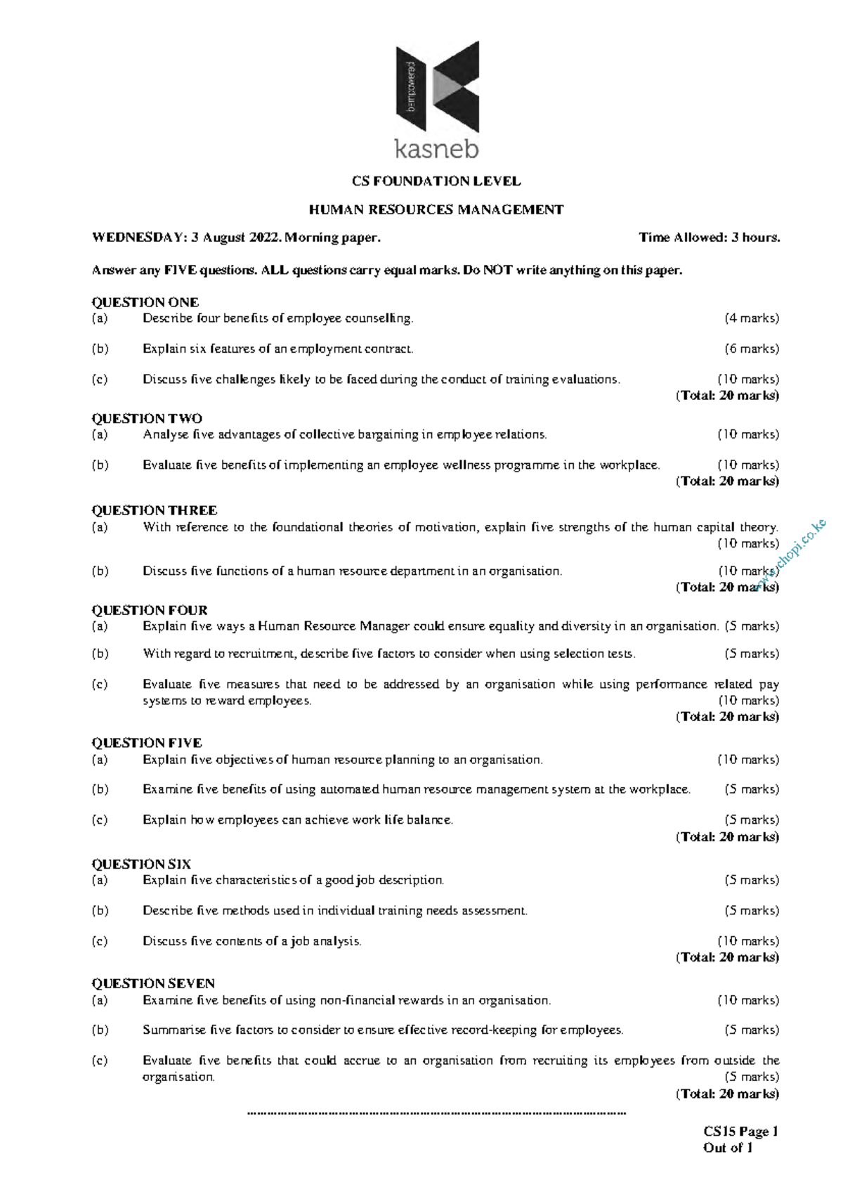 Human-Resource-Management past papers - CS15 Page 1 Out of 1 CS ...