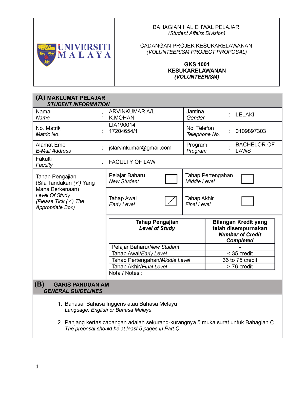 Kok Ans Dddddddd Student Affairs Division Cadangan Projek Kesukarelawanan Volunteerism Studocu