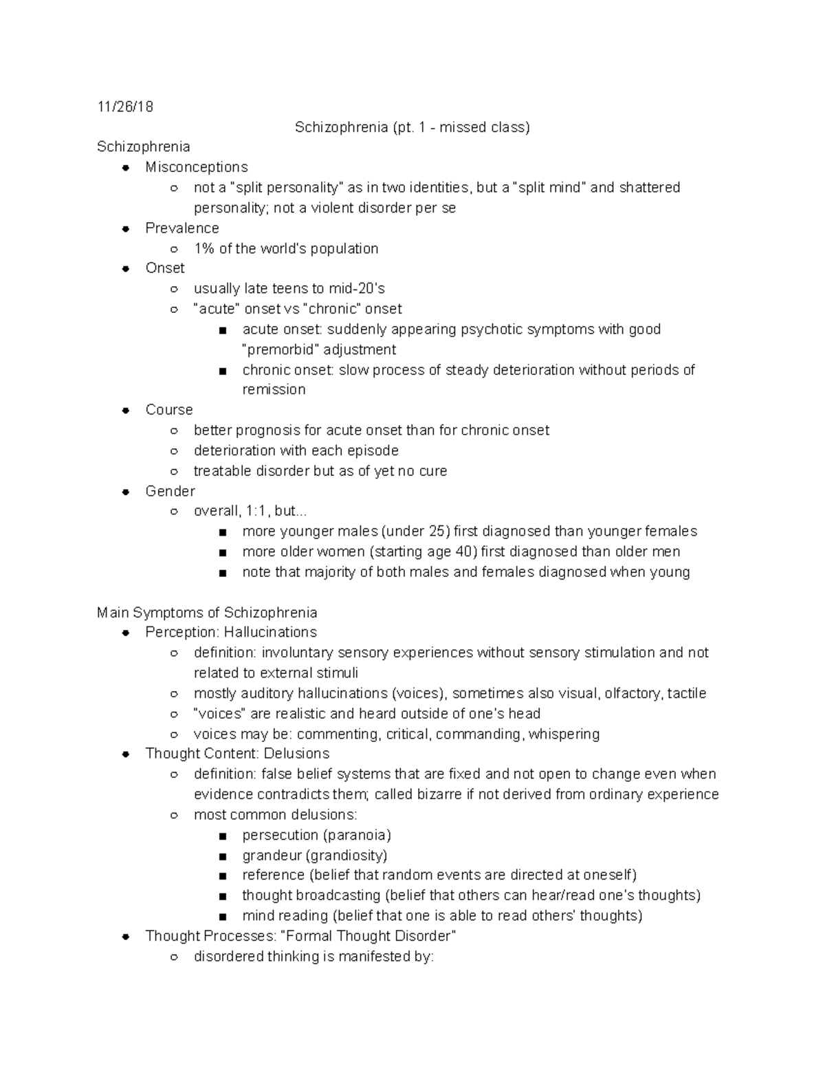 Abnormal Psych - Week 9 - Lecture notes and supplemental textbook notes ...