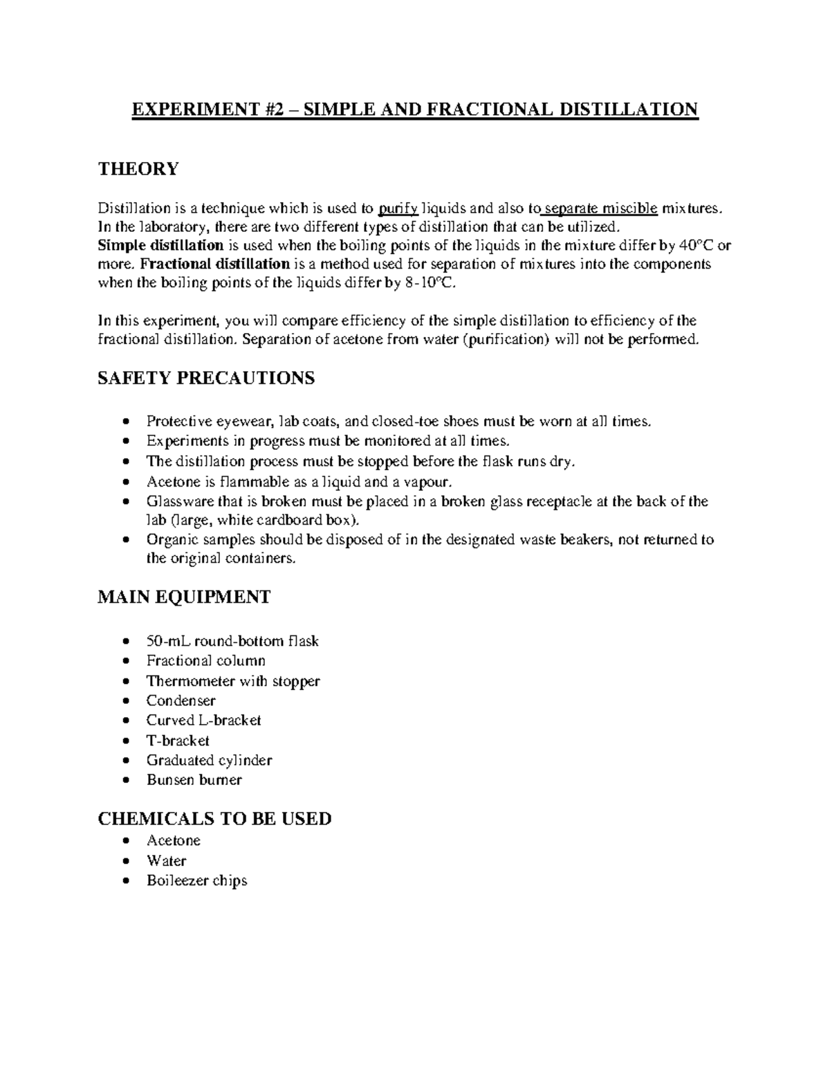 CH121 Exp#2 Simple And Fractional Distillation - EXPERIMENT #2 – SIMPLE ...