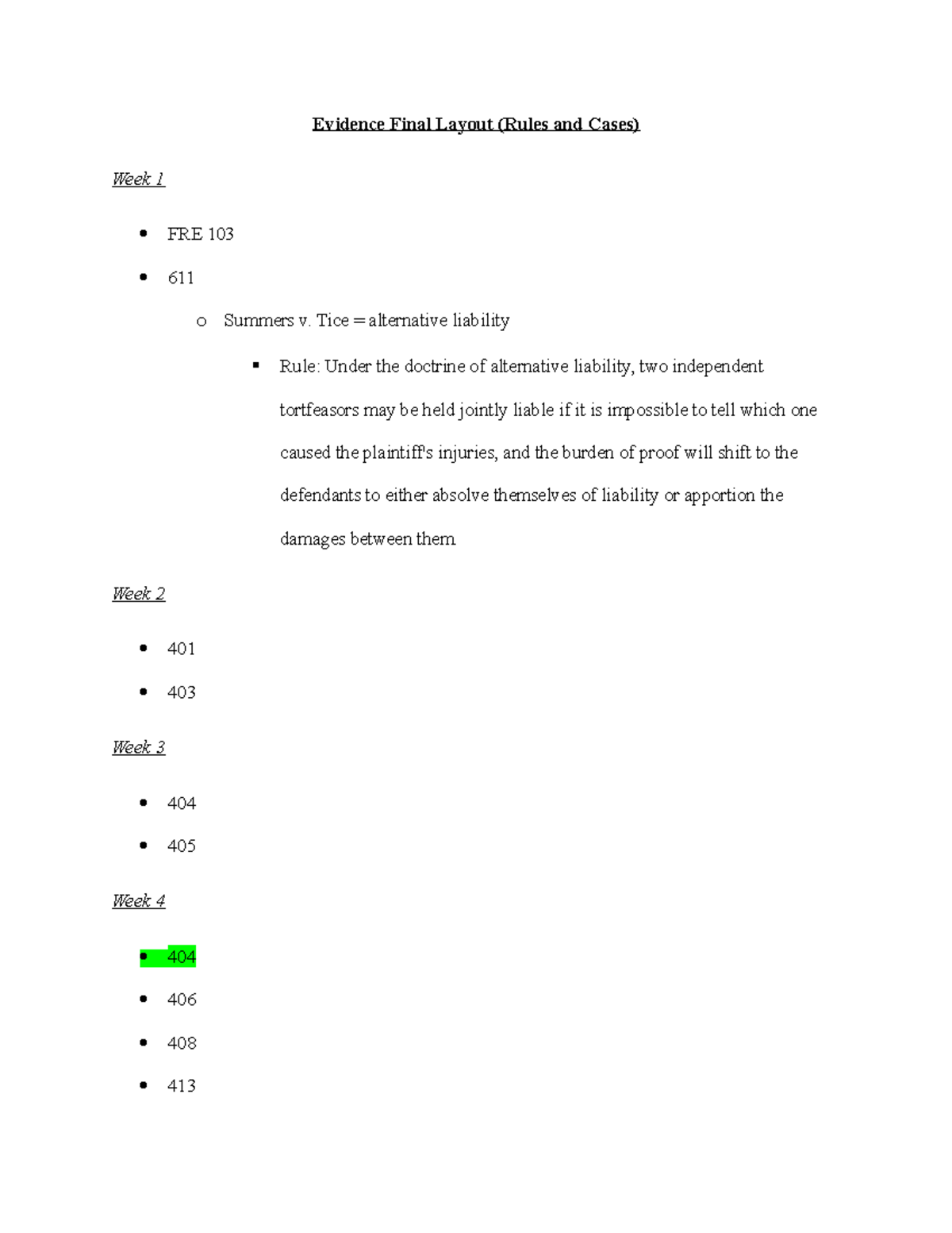 Evidence Rules Layout - NSG 600 - Studocu
