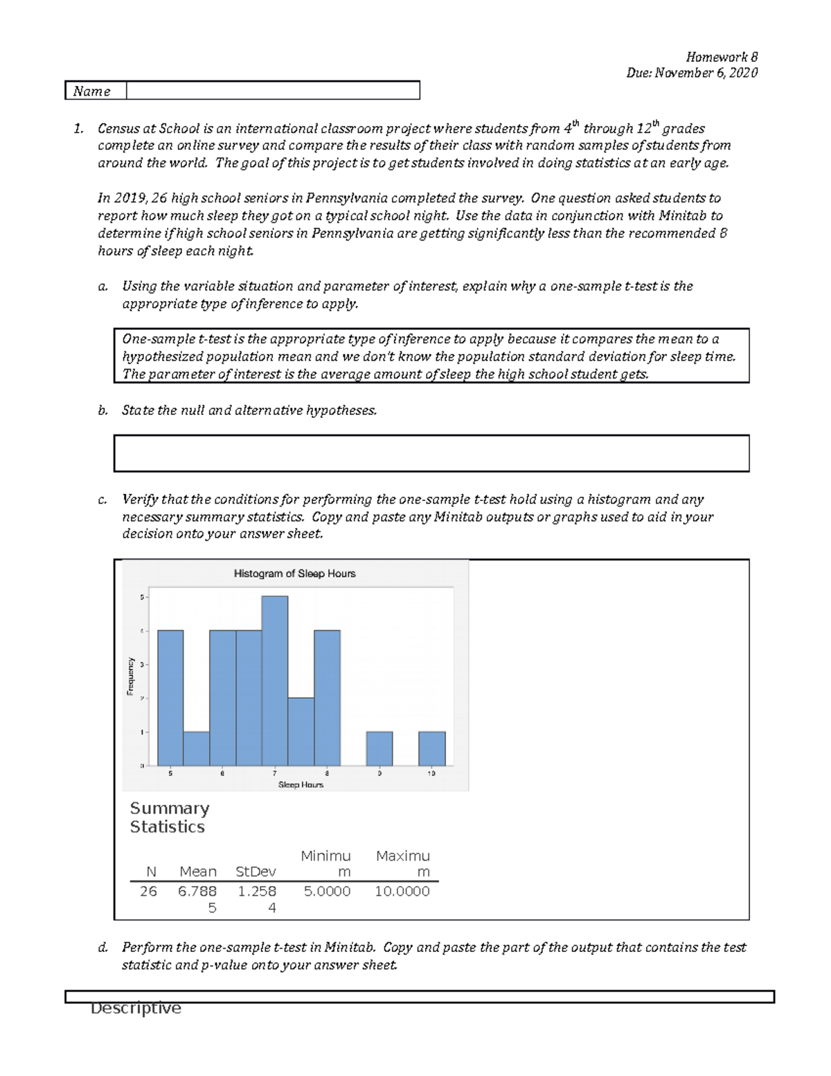 STAT Homework 8 - It Is One Of The Assignment Of STAT - Homework 8 Due ...