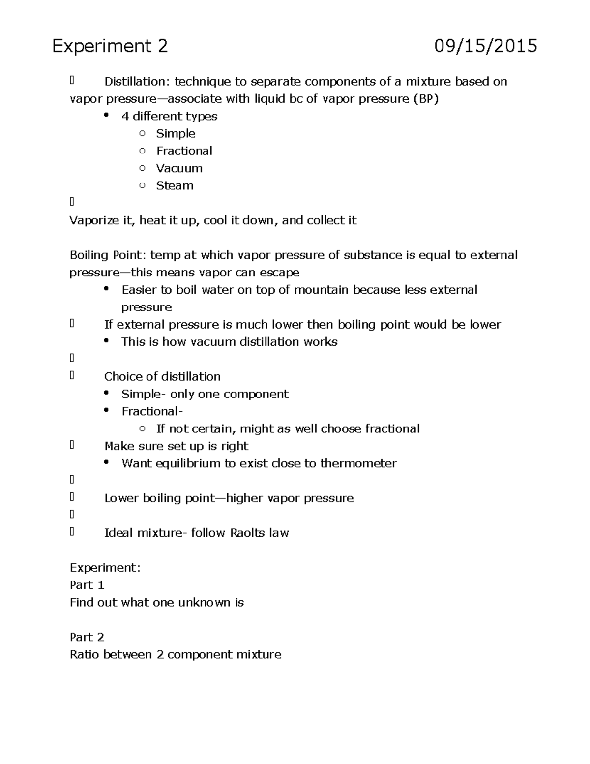 chemistry experiment 2 matriculation