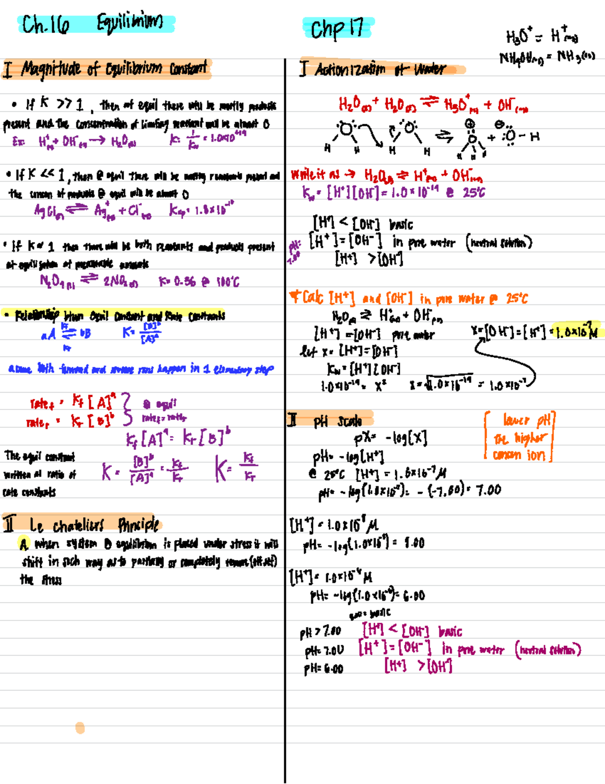 Chp 16 & 17 Lecture - equilibrium and act ionization of water - Ch . 16 ...