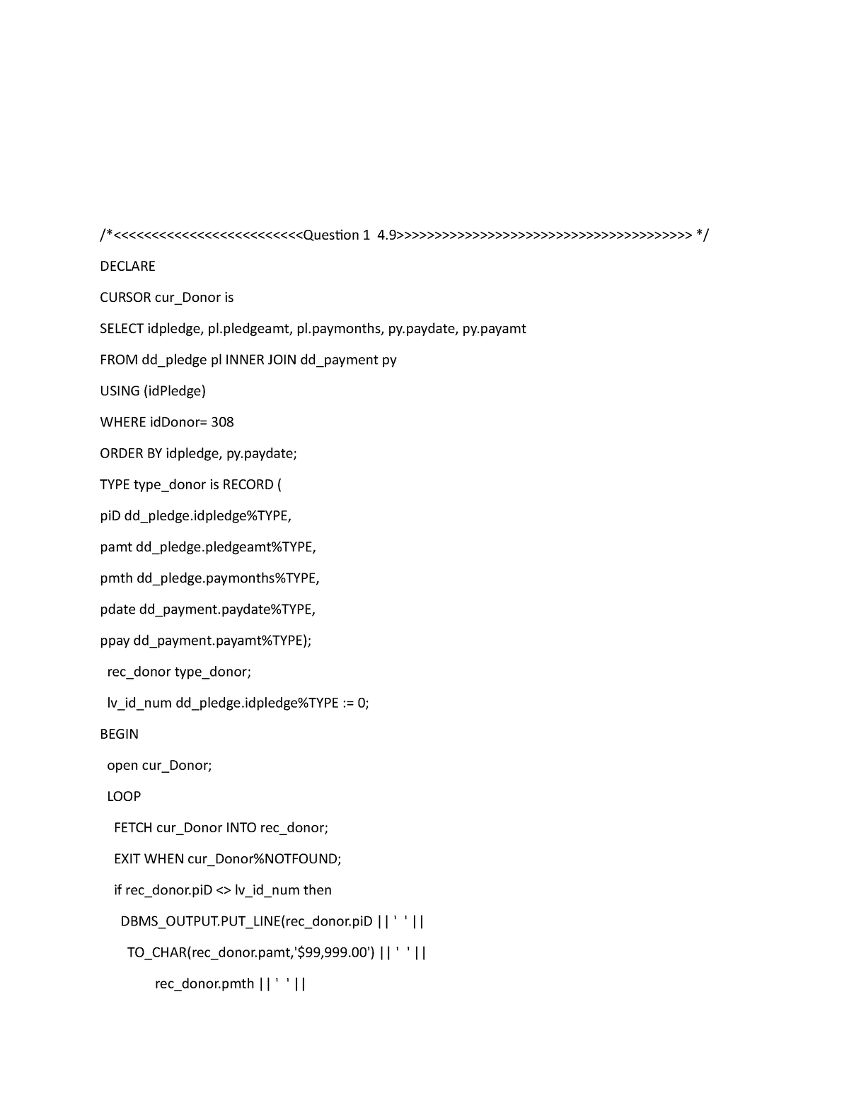 assignment sql database