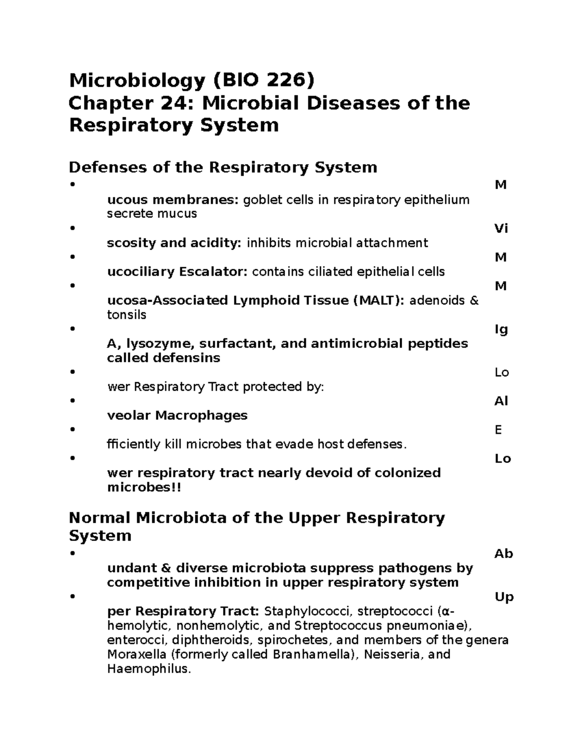 Bio 226 Chapter 24: Microbial Diseases Of The Respiratory System ...