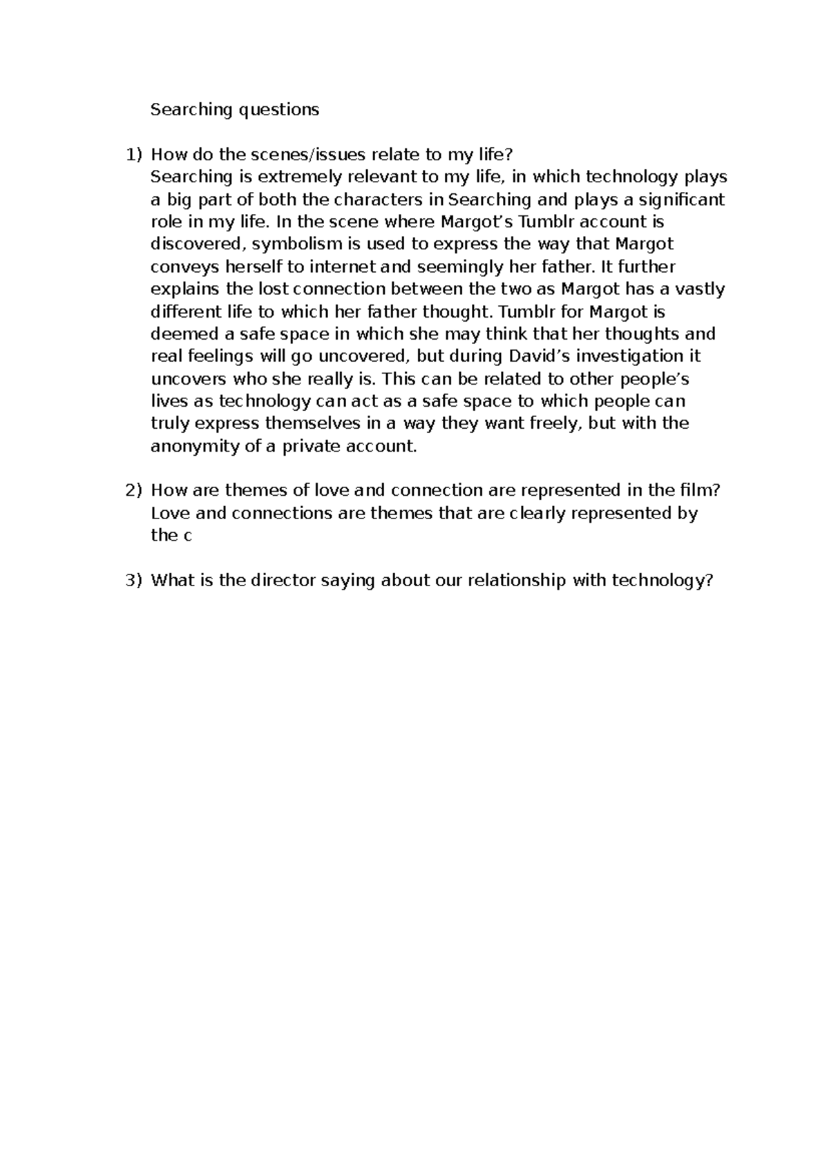 Searching questions 30:5 - Searching questions How do the scenes/issues ...