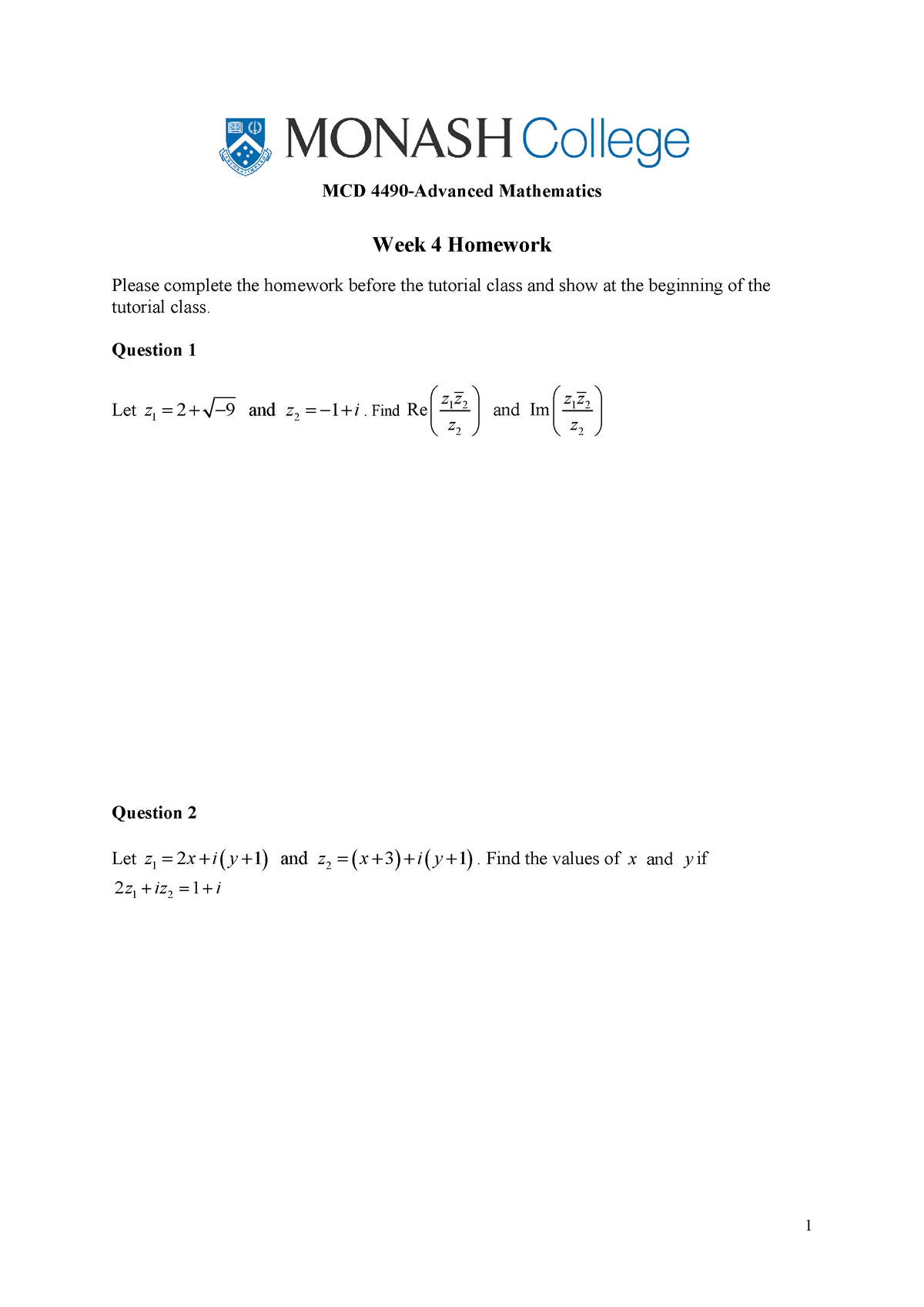 mathematics homework college