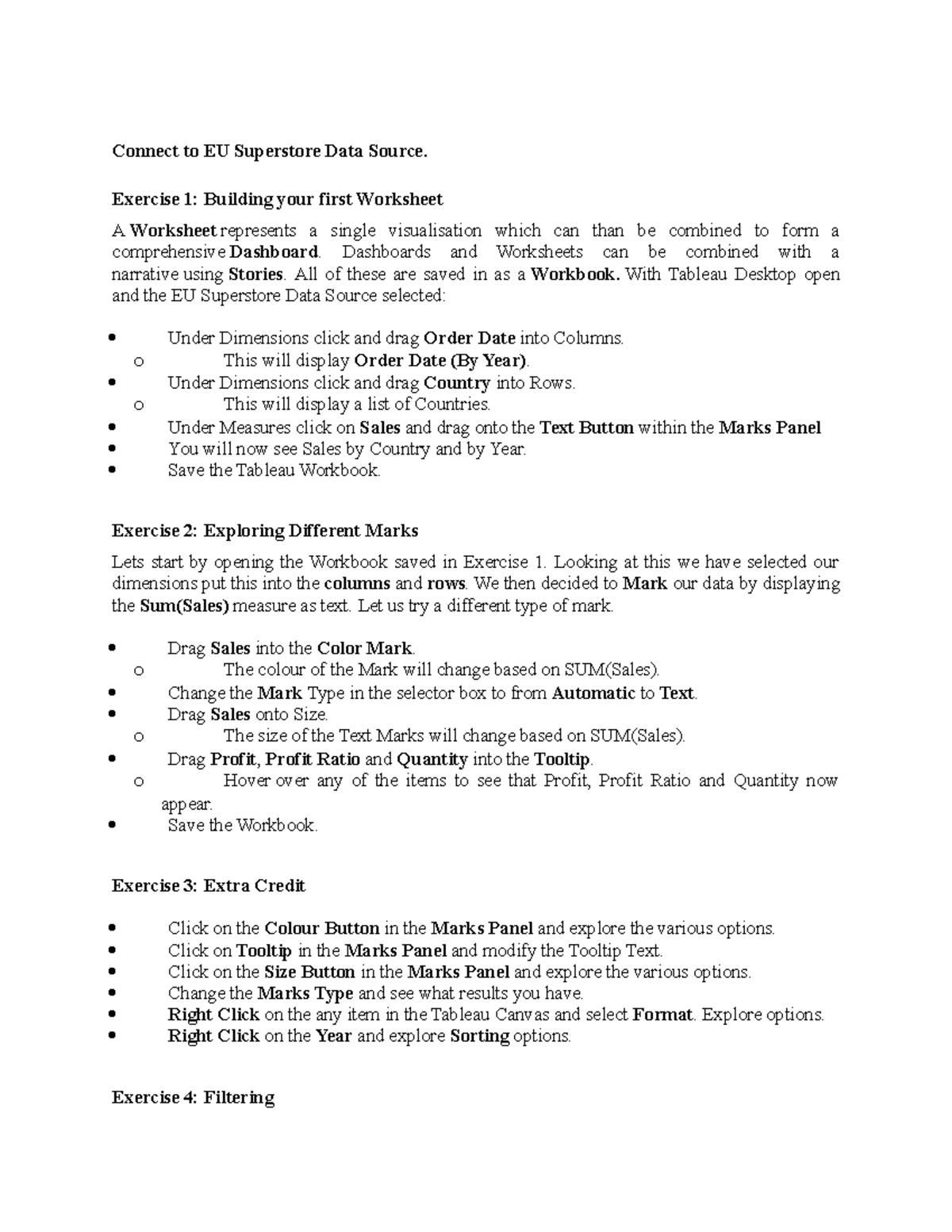Tableau Inclass 1 Connect To Eu Superstore Data Source Exercise 1 Building Your First Worksheet Studocu