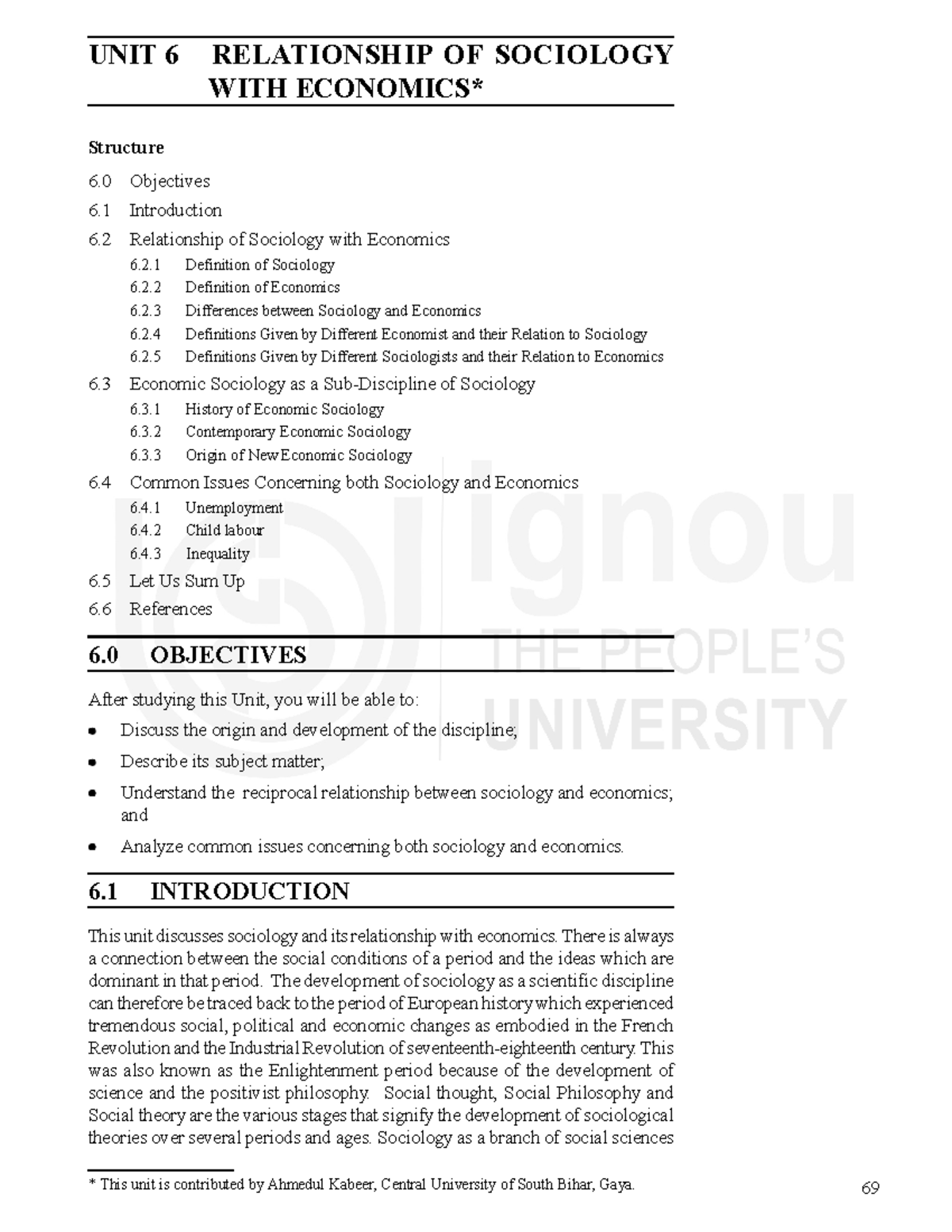 Unit6 - Chapter six - Relationship of Sociology UNIT 6 RELATIONSHIP OF ...