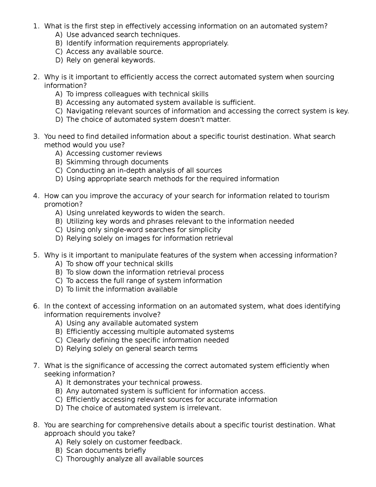 Daignostic Test in TPS student 8 - What is the first step in ...