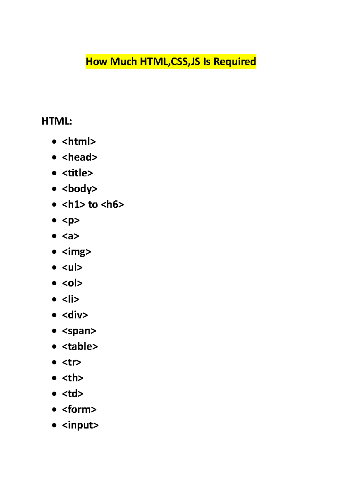 HTML, CSS , Js Notes with presentation - How Much HTML,CSS,JS Is ...