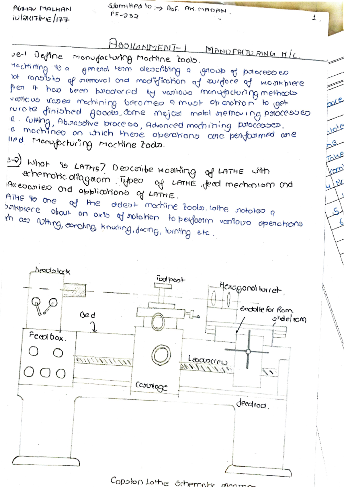 Raghav's MT assignment 1 - manufacturing of machines - Studocu