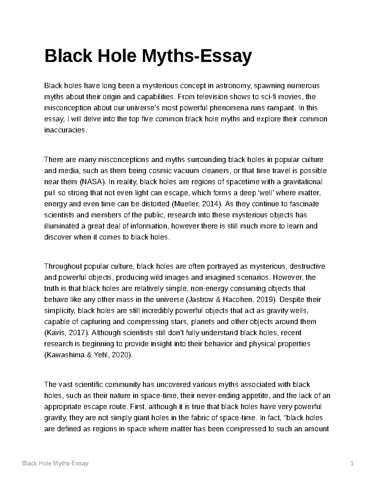 5 paragraph essay on black holes