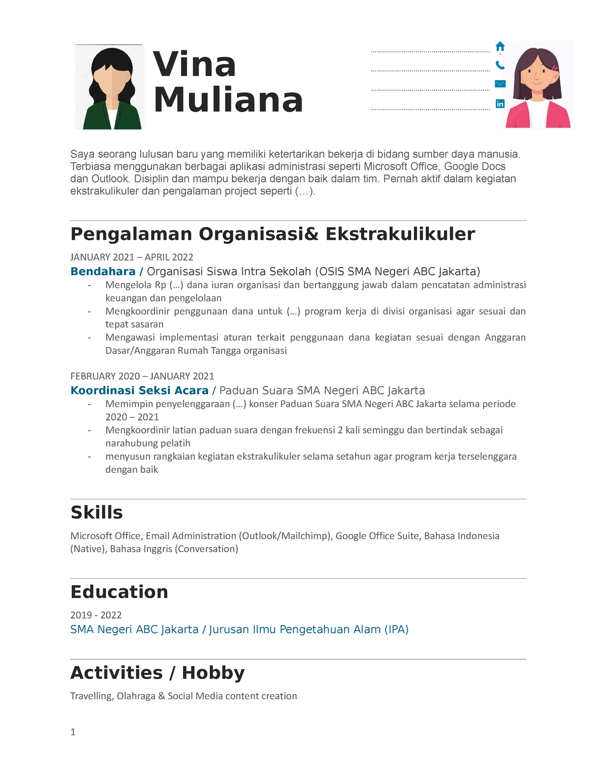 FREE Template CV Lulusan SMA by Vina Muliana - audit - SMA Negeri 10