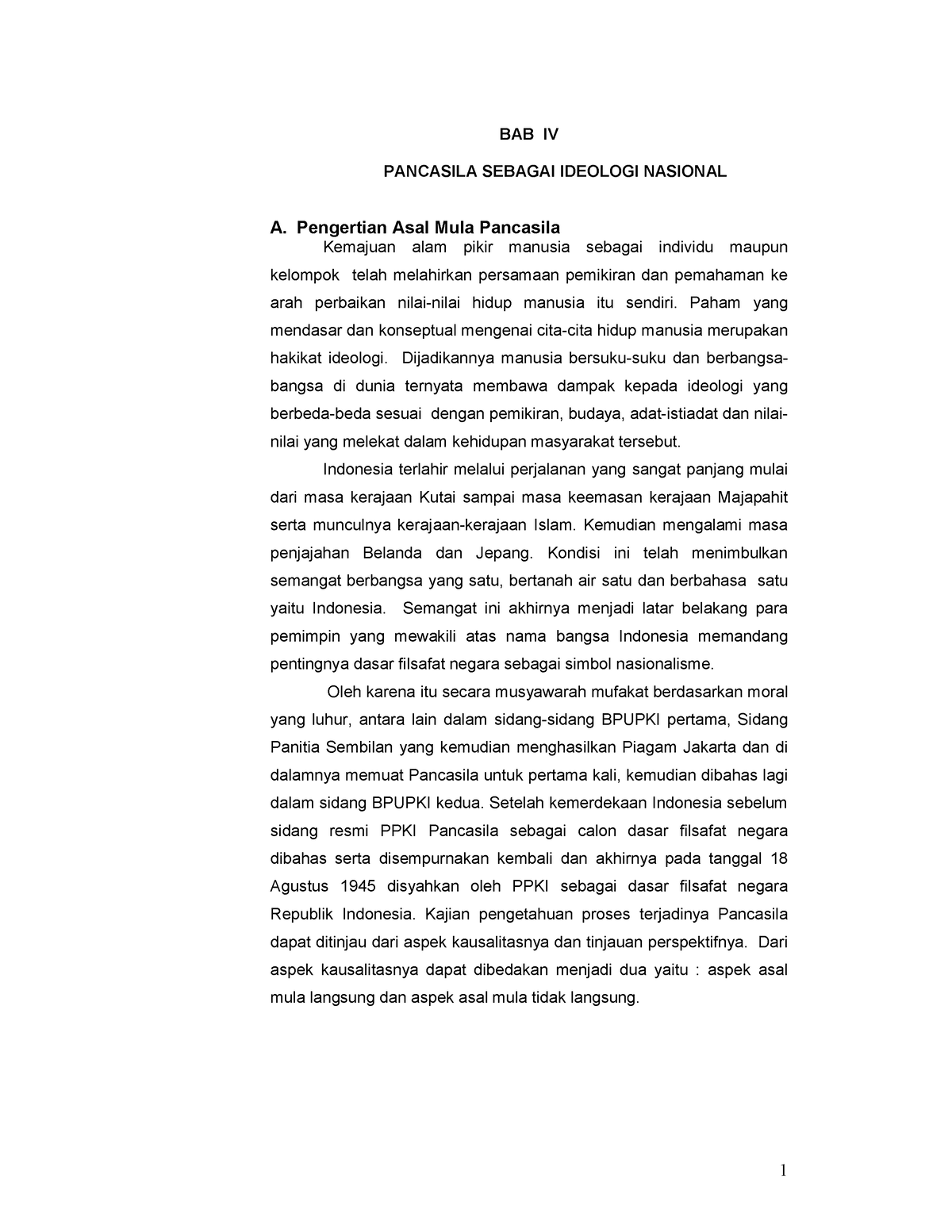 BAB IV - Pendidikan Kewarganegaraan - BAB IV PANCASILA SEBAGAI IDEOLOGI ...