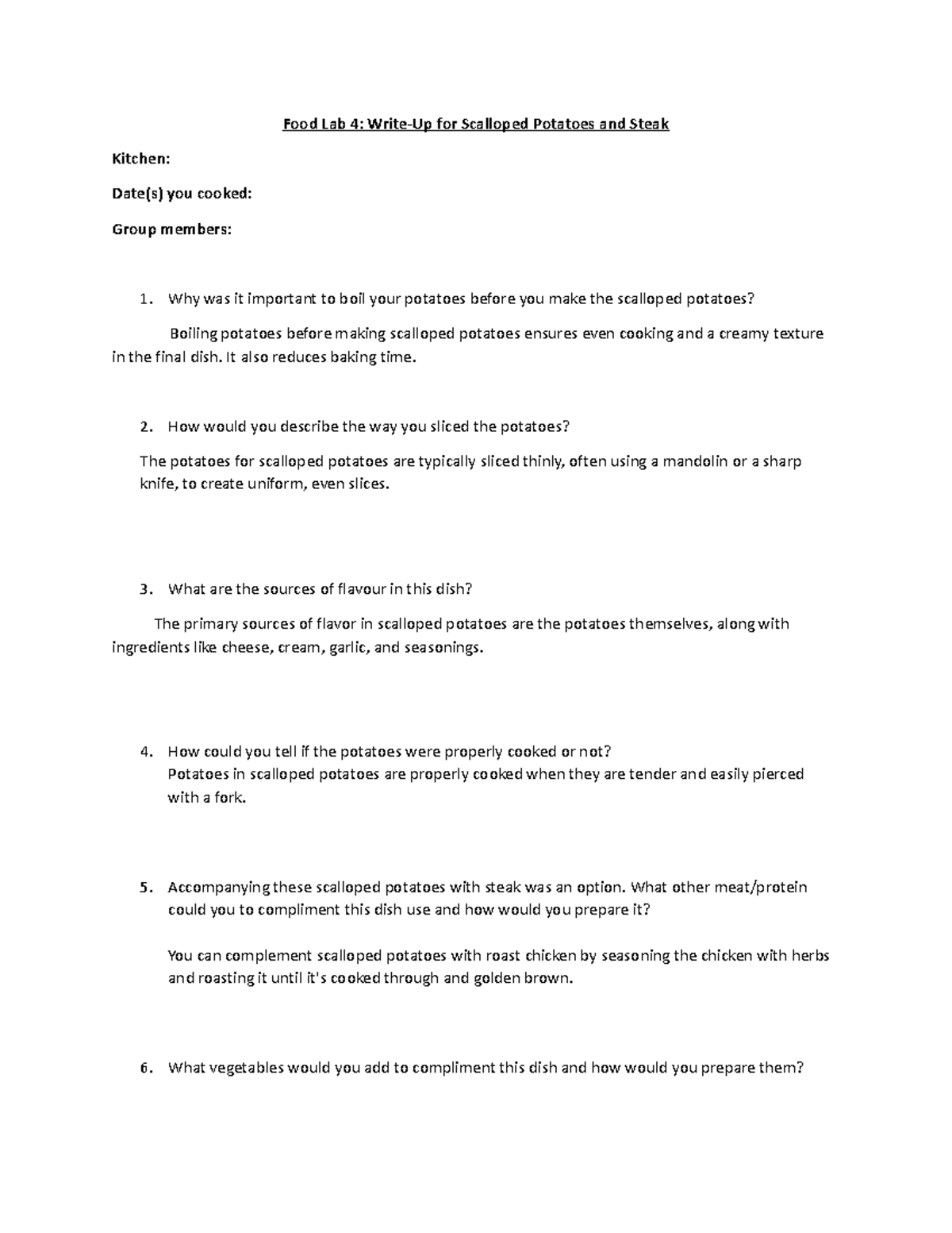 Scalloped Potatoes Food Lab Write Food Lab 4 WriteUp for Scalloped
