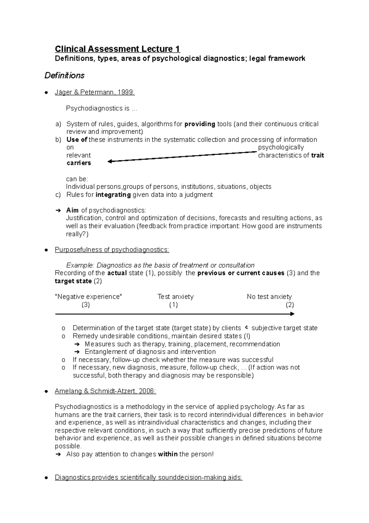 Clinical Assessment Lecture 1 Introduction to psychological