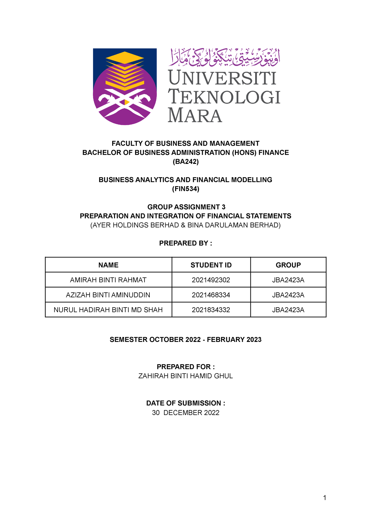 fin534 lab assignment 3