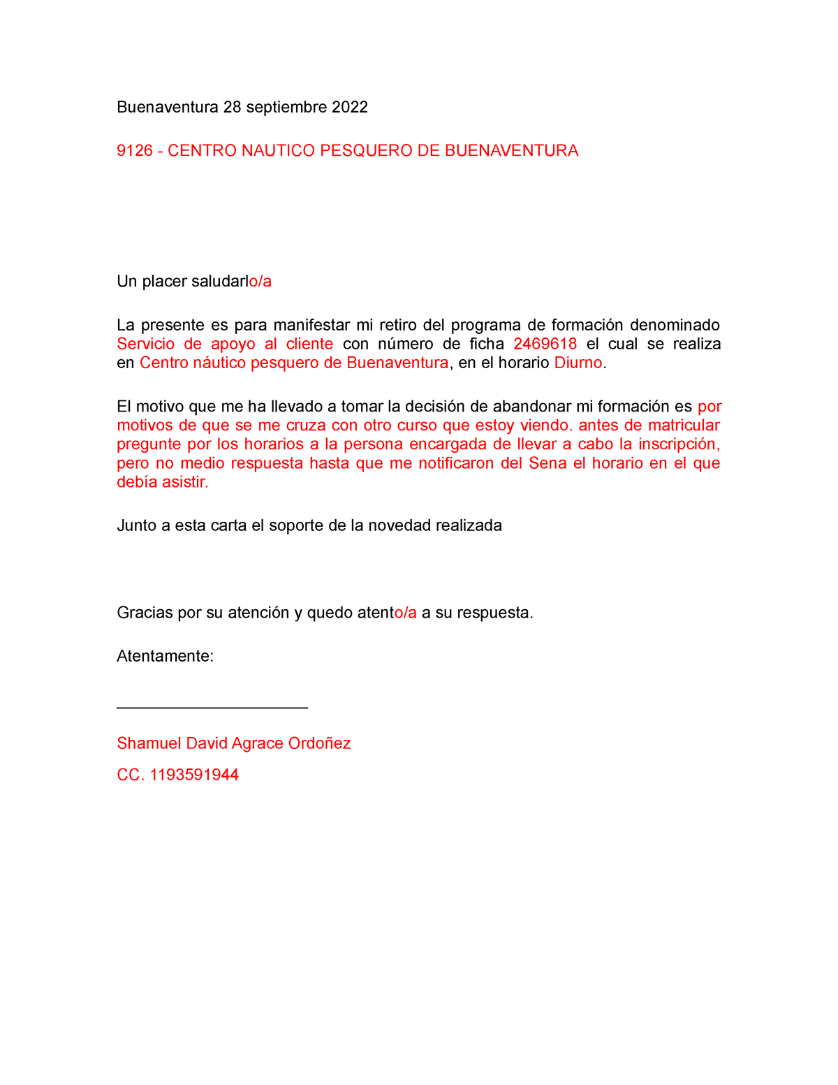 Carta De Retiro Voluntario Sena Buenaventura 28 Septiembre 2022 9126