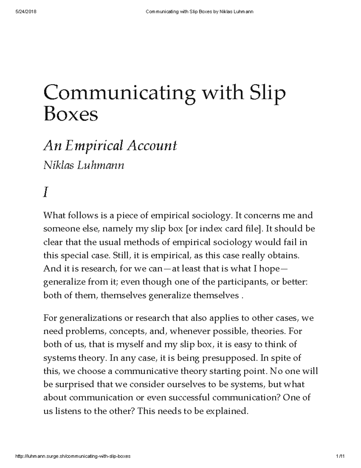 Communicating with Slip Boxes Communicating with Slip Boxes An