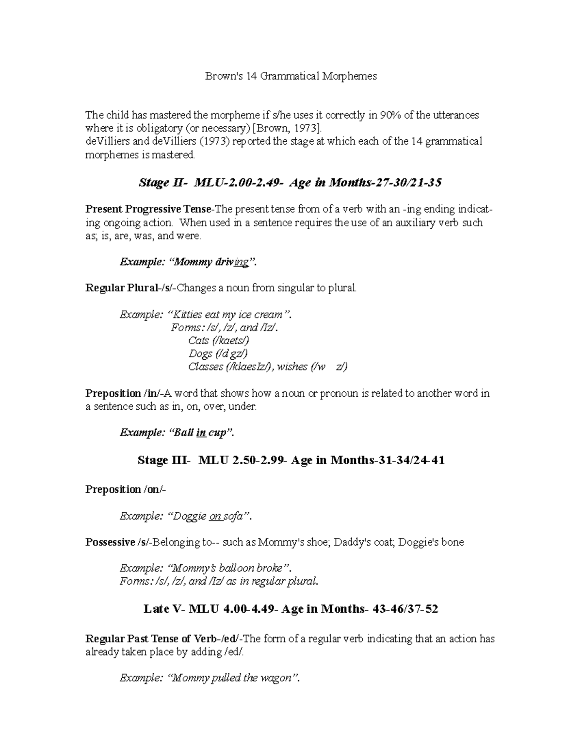 Browns - Lecture notes Language Development (Brown's Markers) - 14 ...