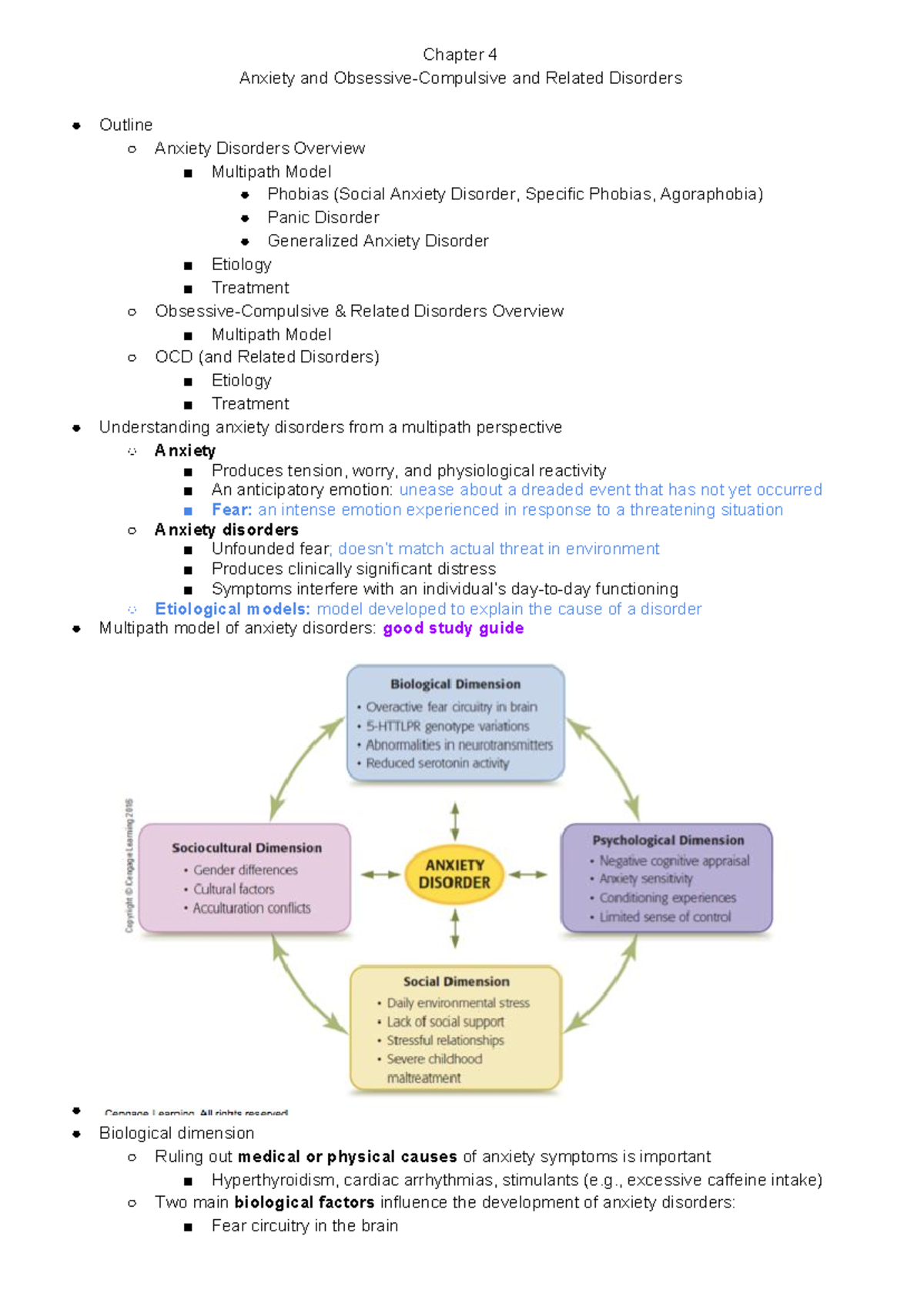 Chapter 4 - Lecture Notes 5 - Chapter 4 Anxiety And Obsessive ...