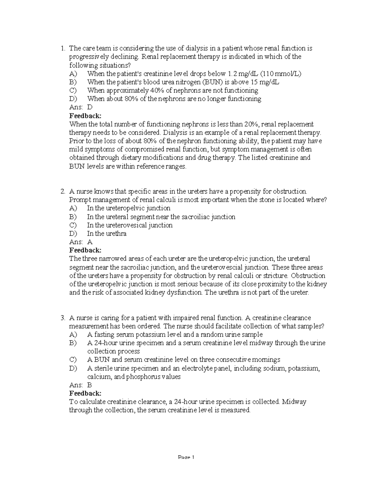 Ch 53 Assessment of Kidney and Urinary Function - The care team is ...