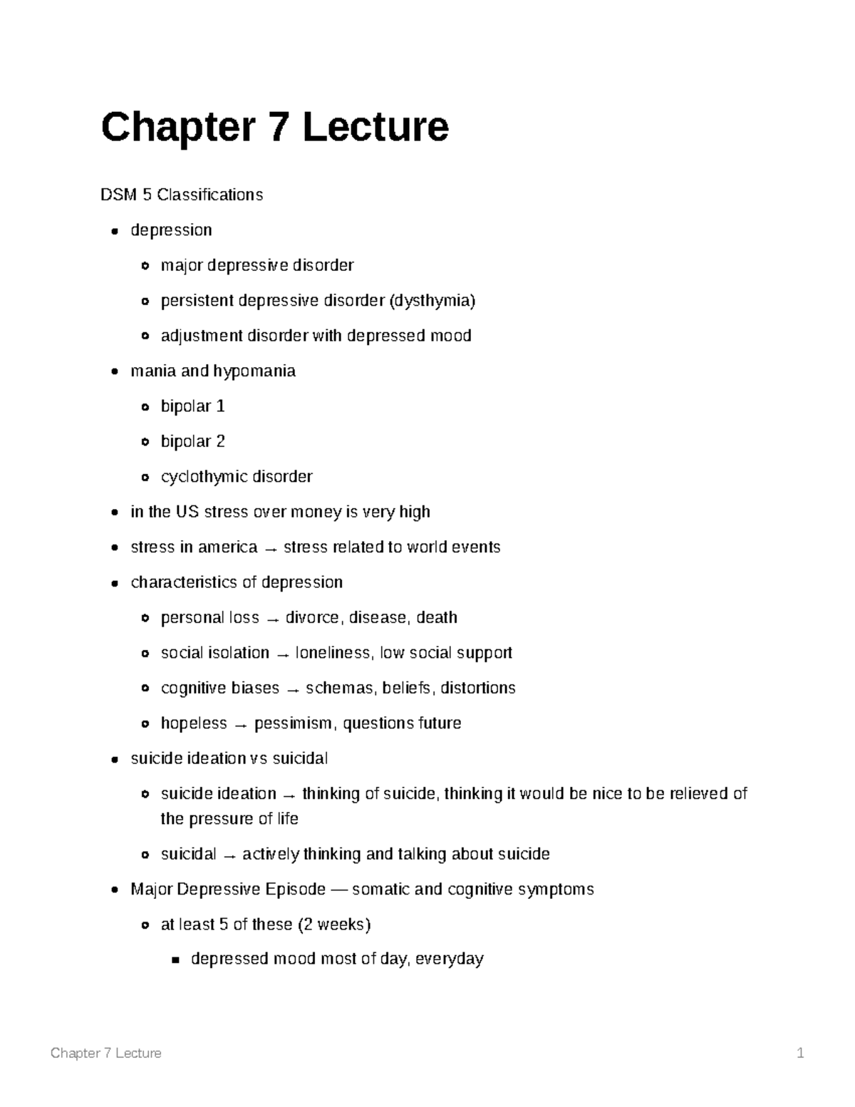 Chapter 7 Lecture - Dr. Michael Stasio - Chapter 7 Lecture DSM 5 ...