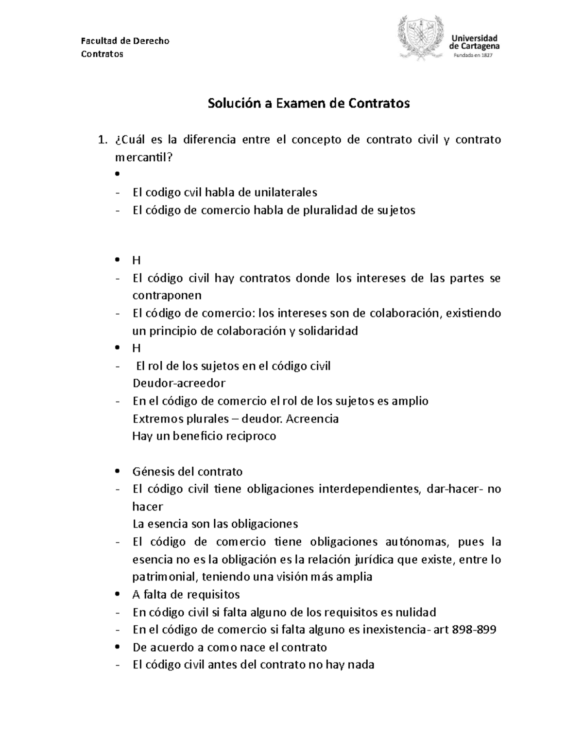 Examen 2019, Preguntas - Contratos Solución A Examen De Contratos ¿Cuál ...