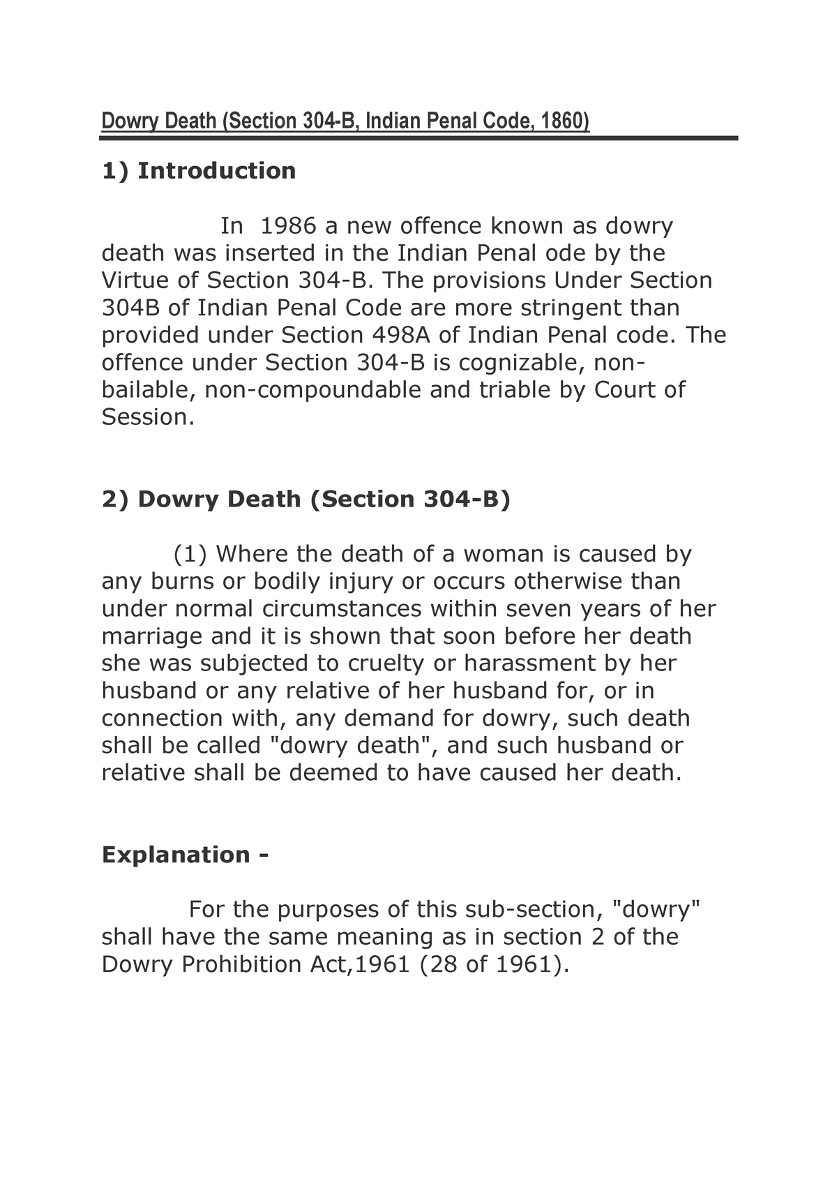 Lawcutor- Dowry Death - EXAM NOTES - Law Of Crimes II - IPU - Studocu