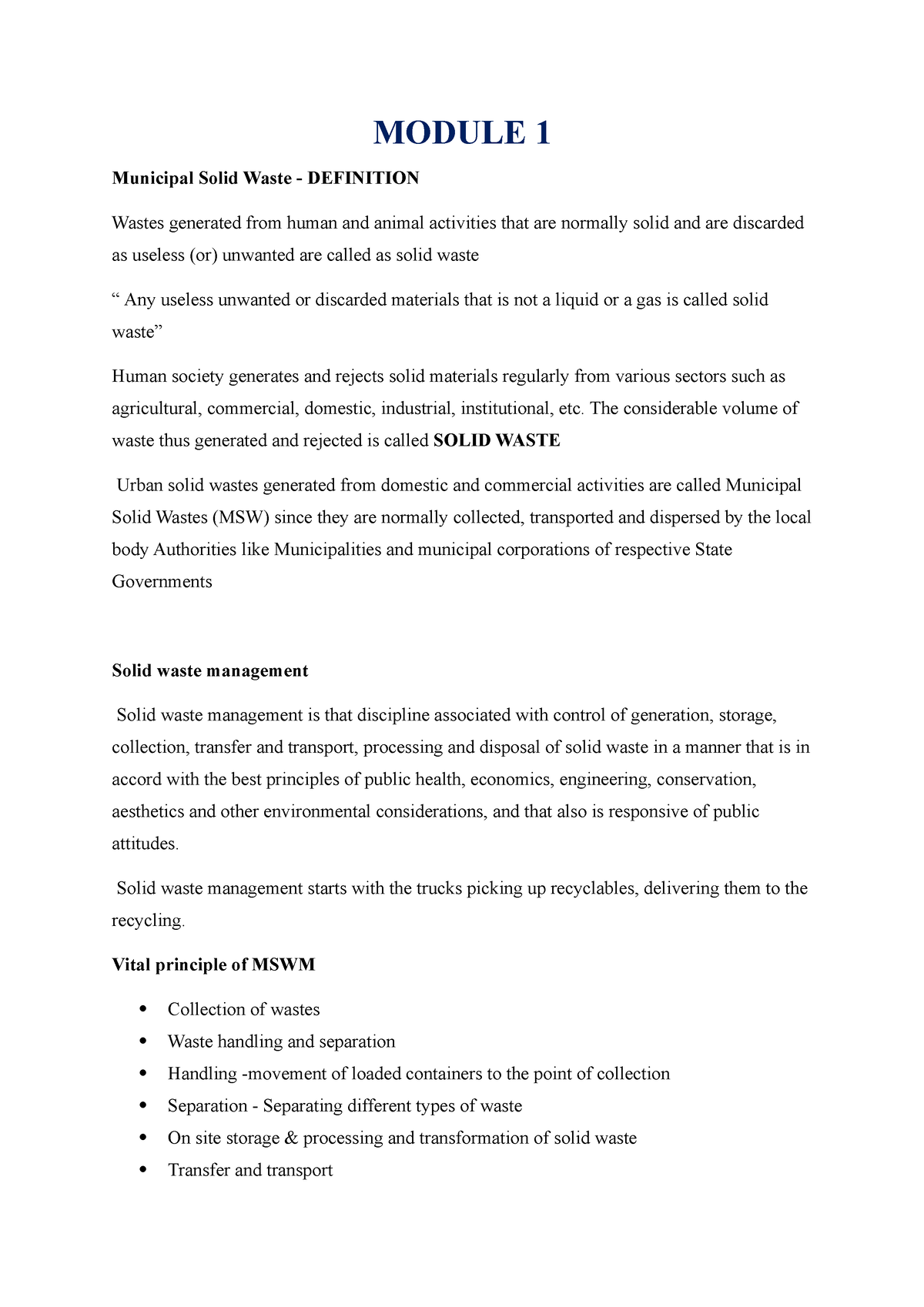 Module 1 - Wastes-Sources And Characteristics - Categories Of ...