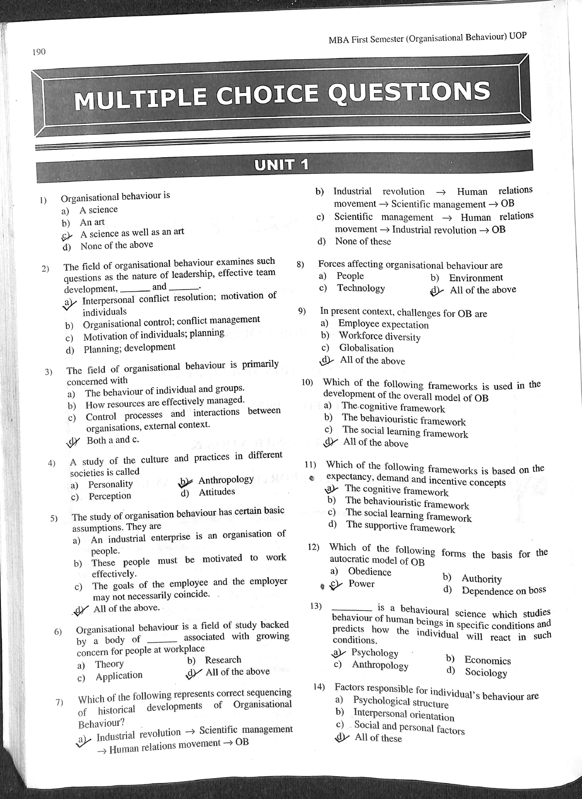 OB Mcqs S - OB Mcq - Human Resource Management - Studocu