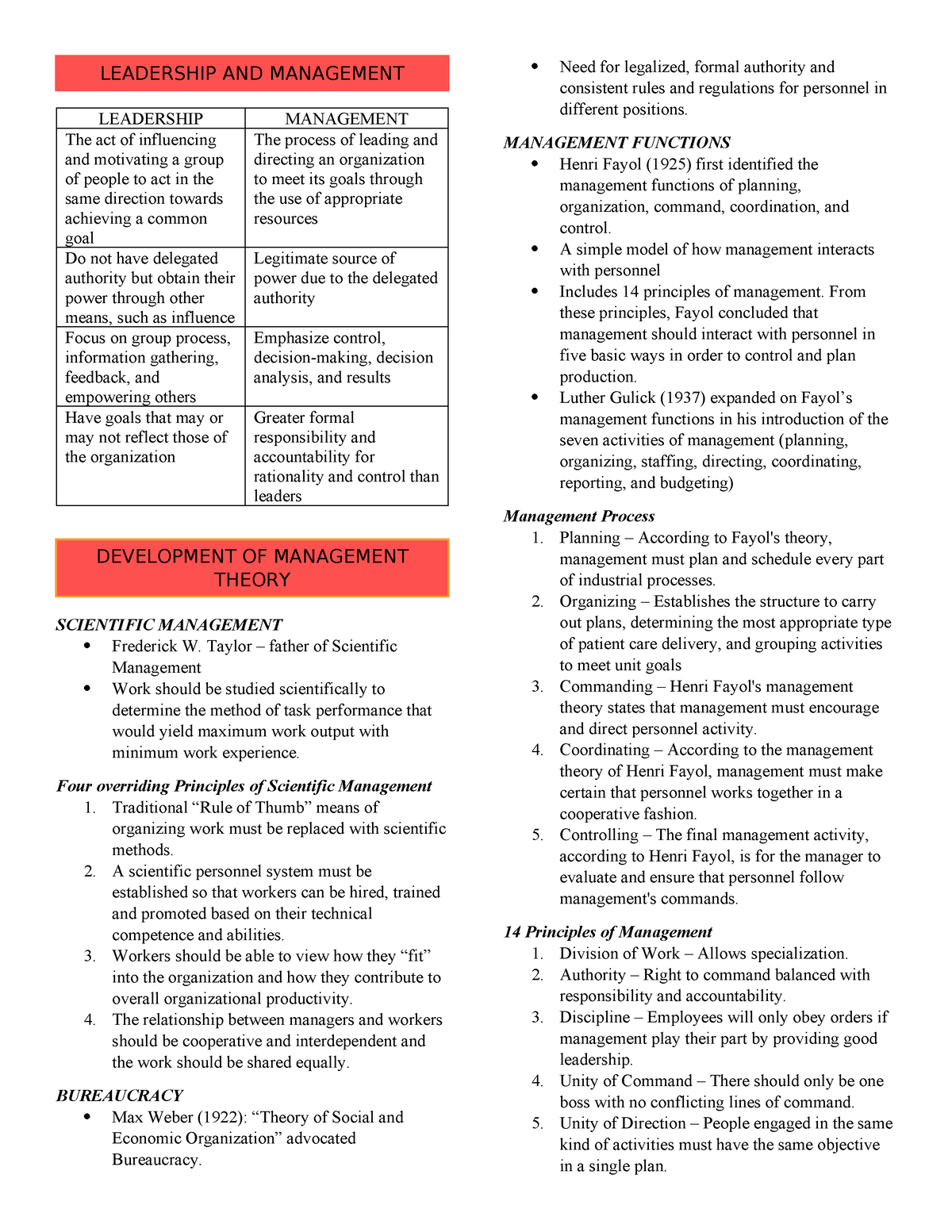 Nursing Leadership And Management - LEADERSHIP MANAGEMENT The Act Of ...