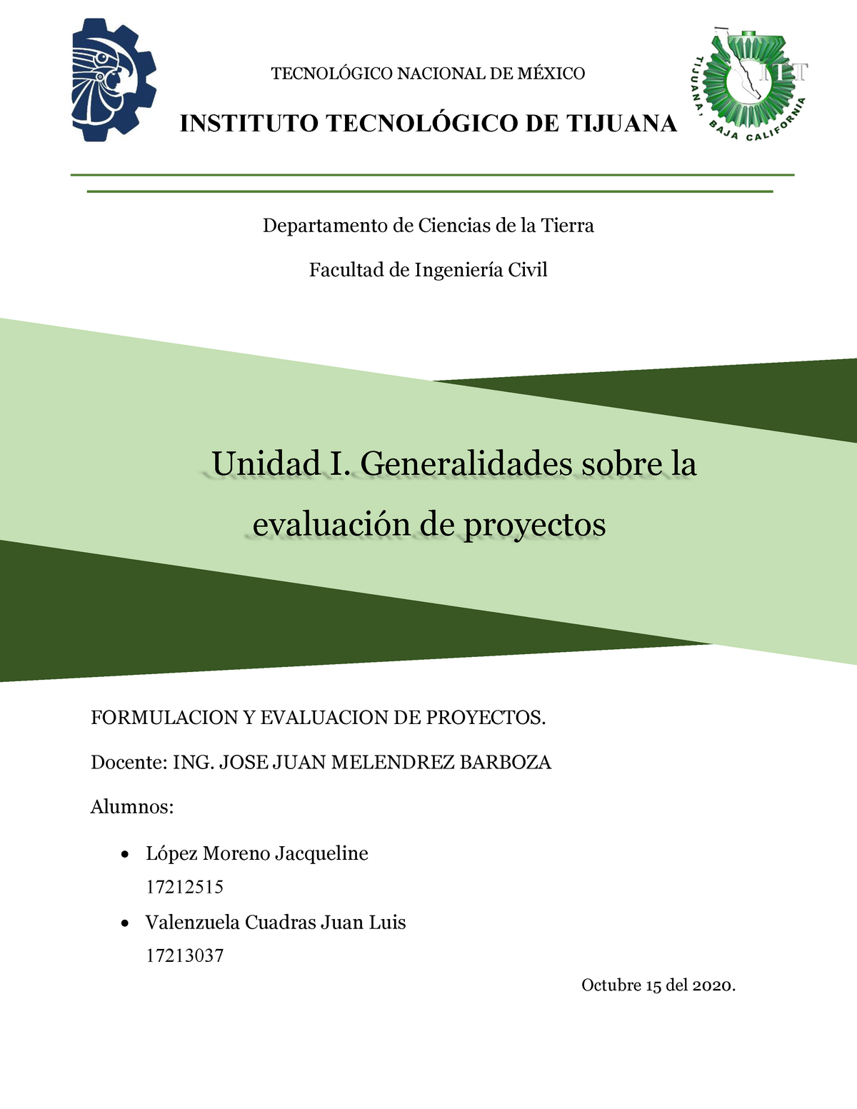 Unidad I Generalidades De La Evaluación De Proyectos TecnolÓgico Nacional De MÉxico Instituto 3863