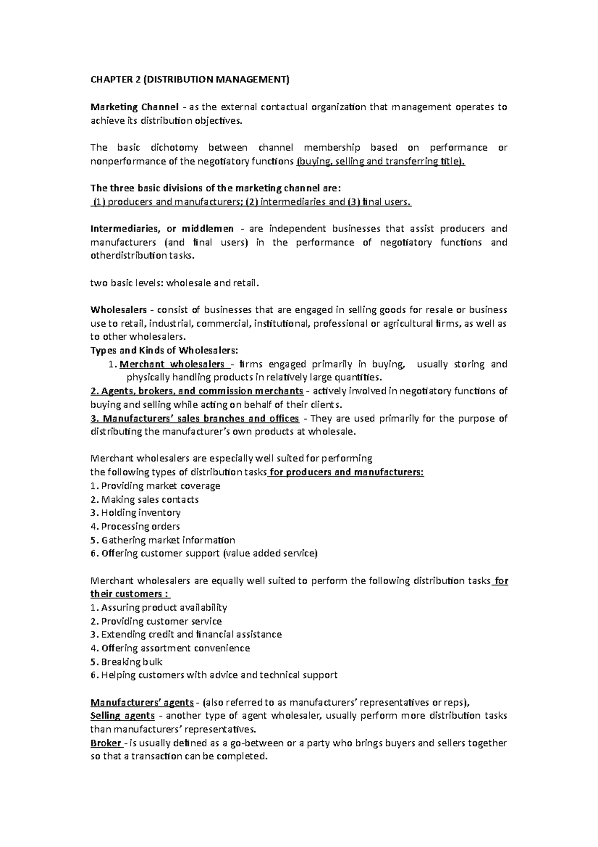 Chapter 2 Distribution Management - CHAPTER 2 (DISTRIBUTION MANAGEMENT ...