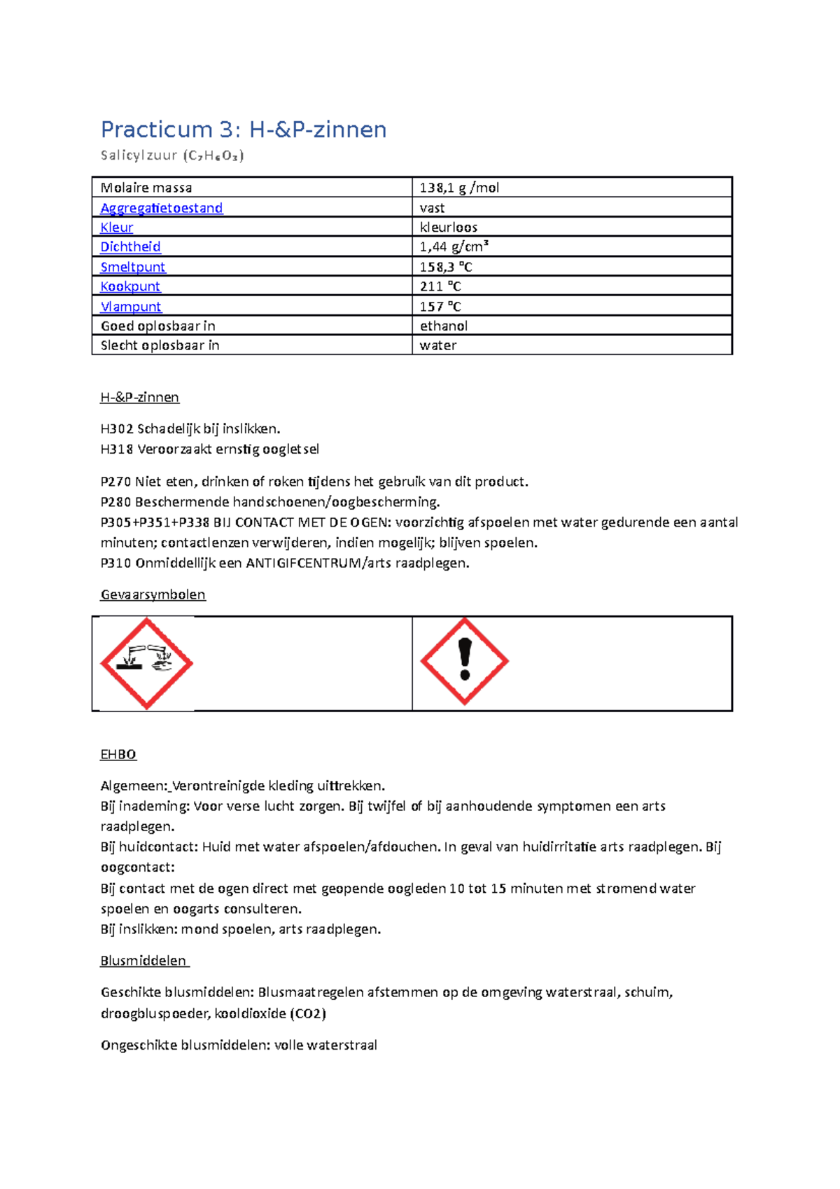 Practicum 3 h en p zinnen