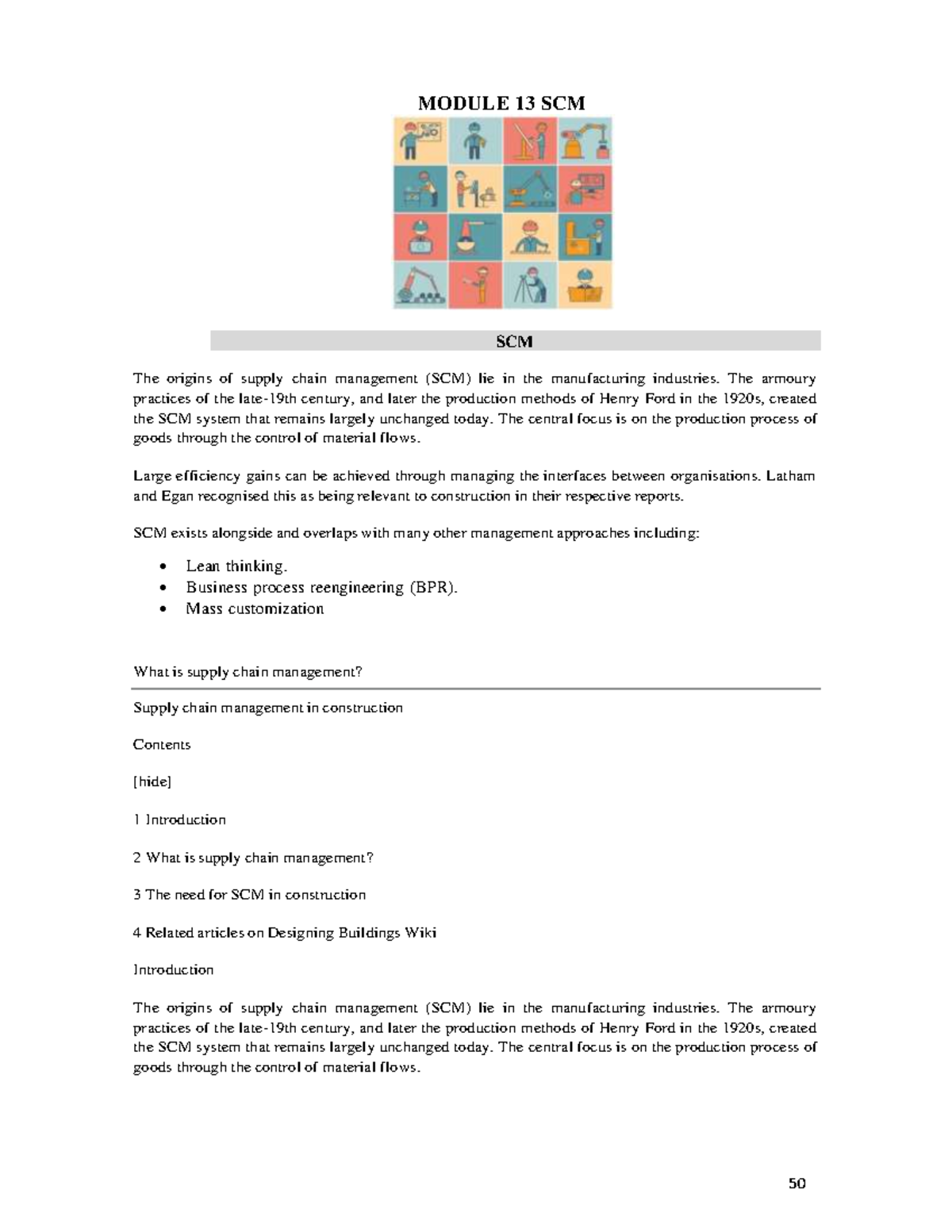 SCM - SCM - MODULE 13 SCM SCM The origins of supply chain management ...