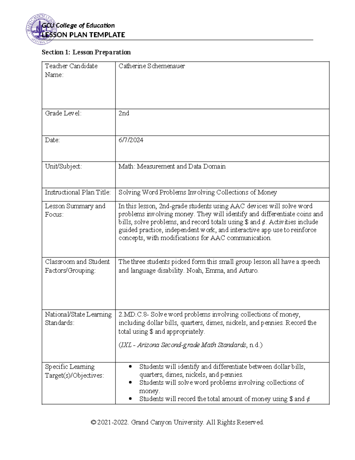 Coe-lesson-plan Topic 2 - LESSON PLAN TEMPLATE Section 1: Lesson ...