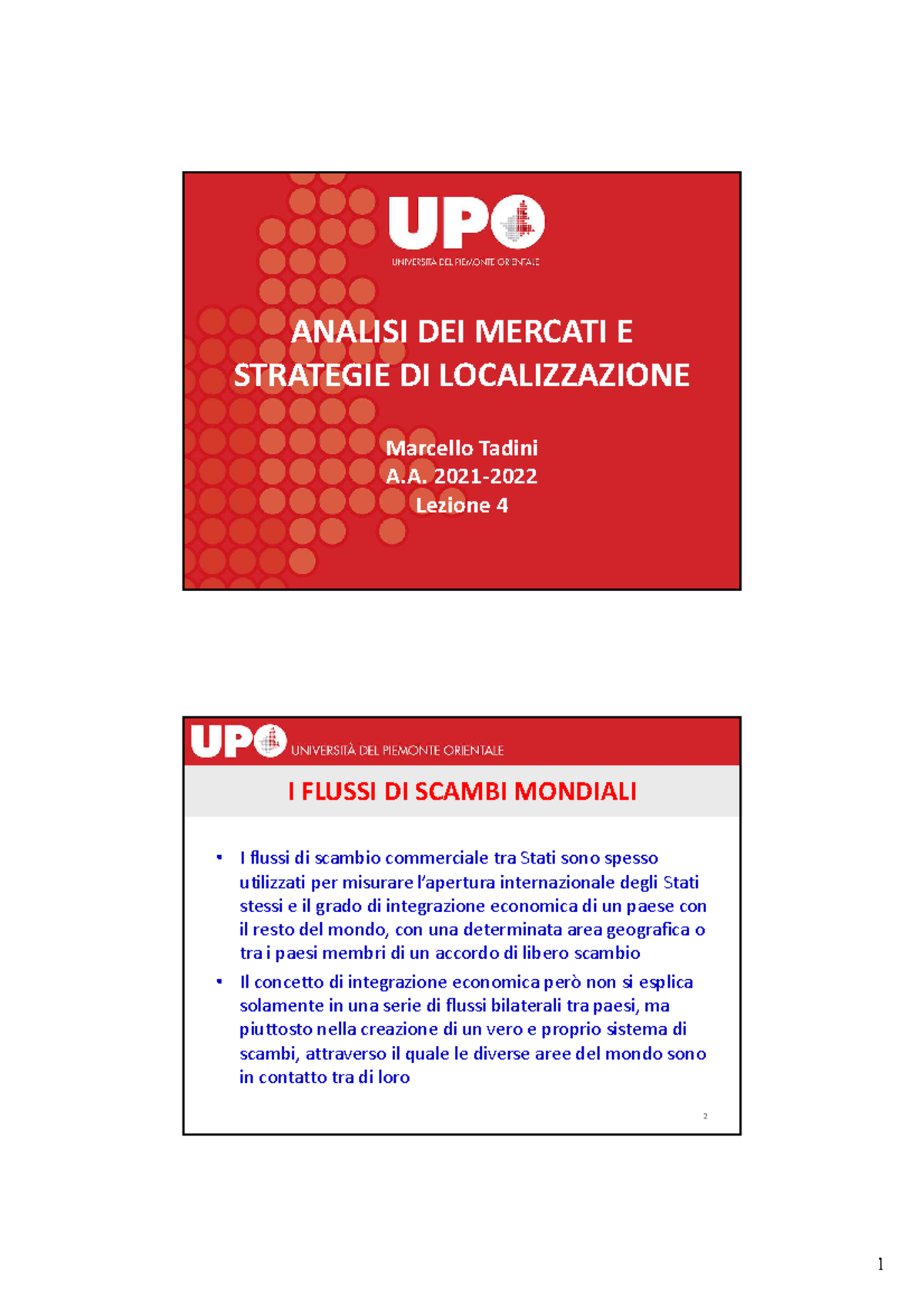 Lez 4 Integrazione economica - ANALISI DEI MERCATI E STRATEGIE DI ...