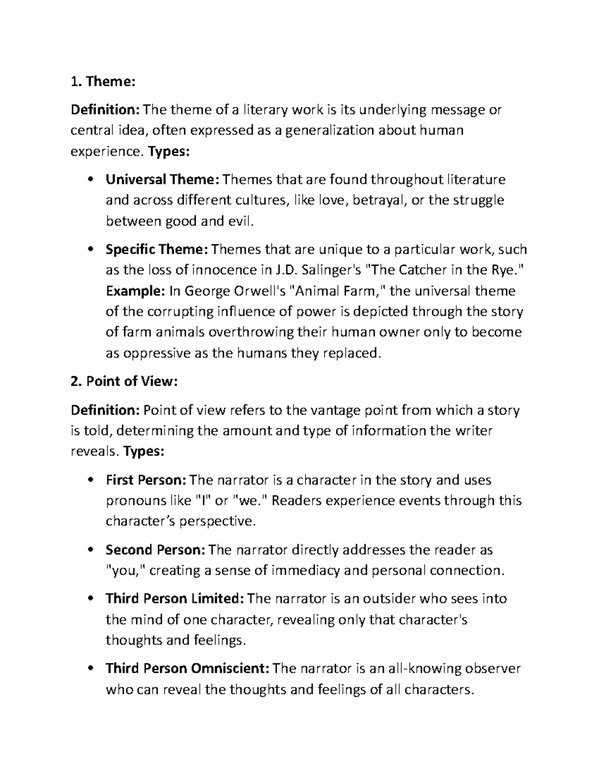 Unit 3 notes (prose devices) Theme Definition The theme of a