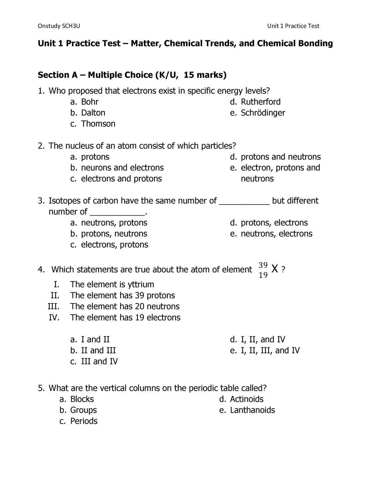 Sch3u Unit 1 Parctice Test For Onstudy 2020 Unit 1 Practice Test