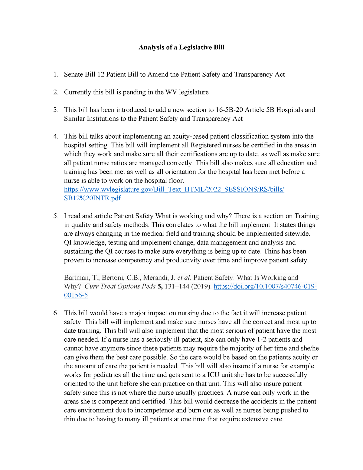 Analysis Of A Legislative Bill - Analysis Of A Legislative Bill Senate ...