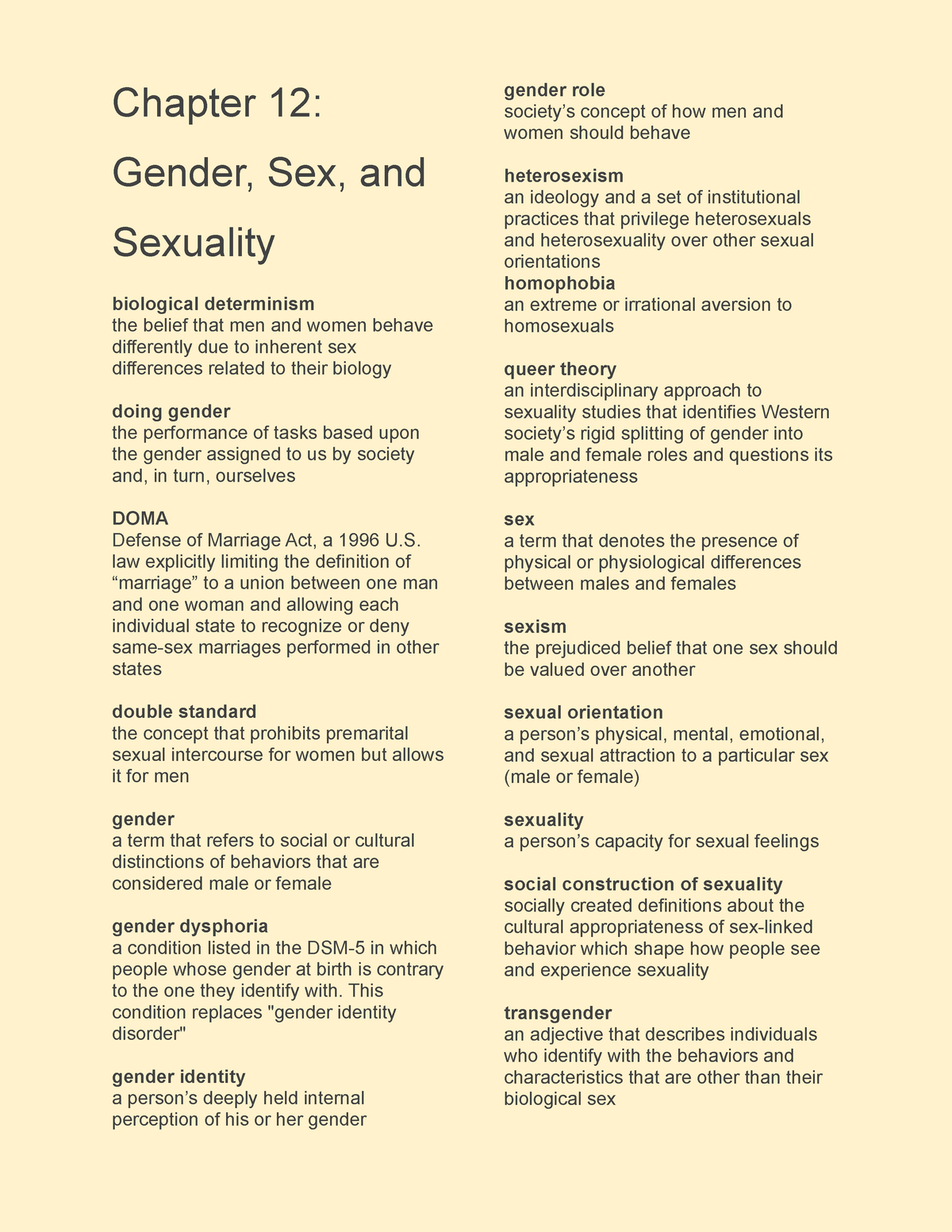 Ch 12 Key Terms Chapter 12 Gender Sex And Sexuality Vocab Chapter 12 Gender Sex And 1915