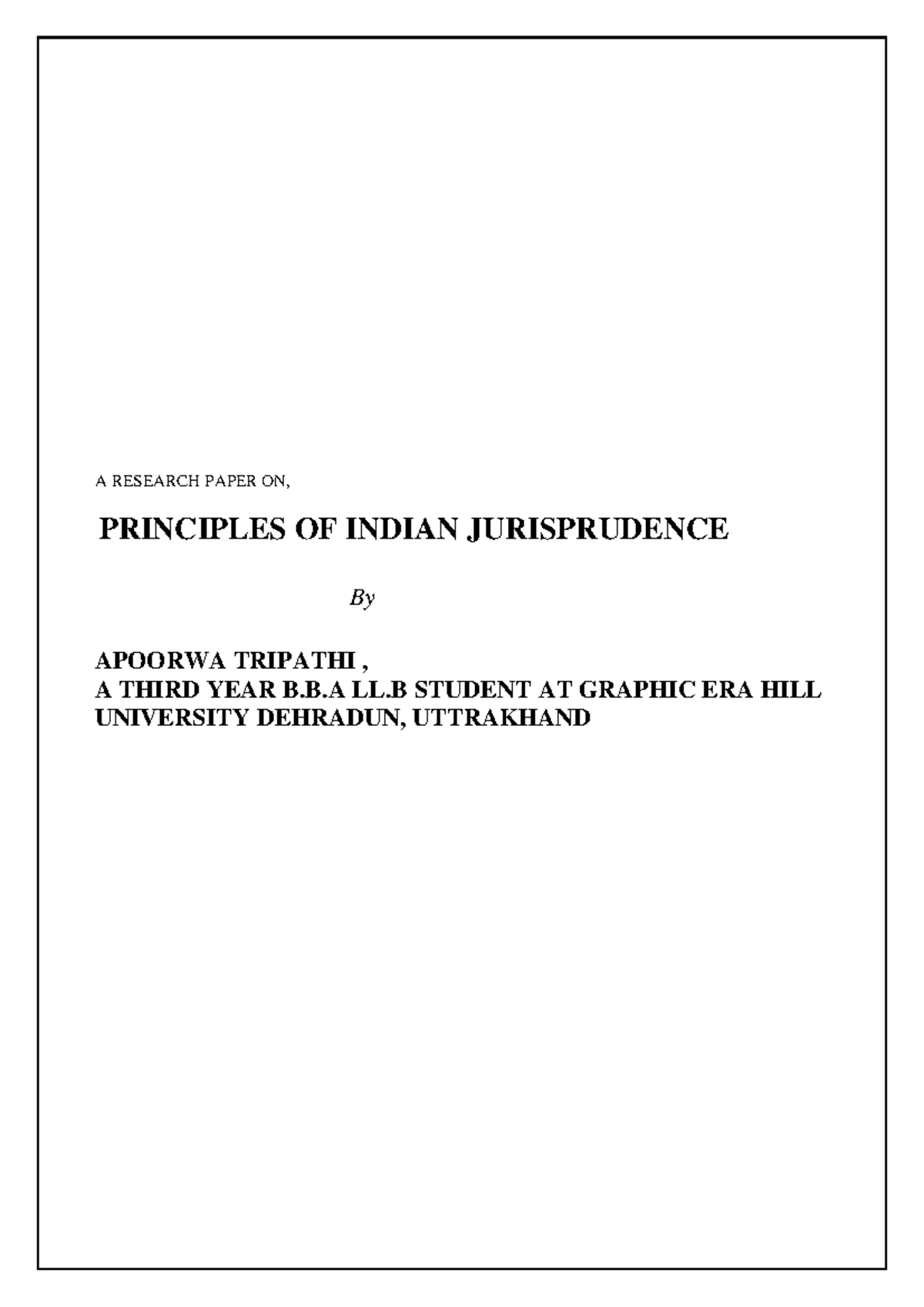 research paper topics on jurisprudence in india