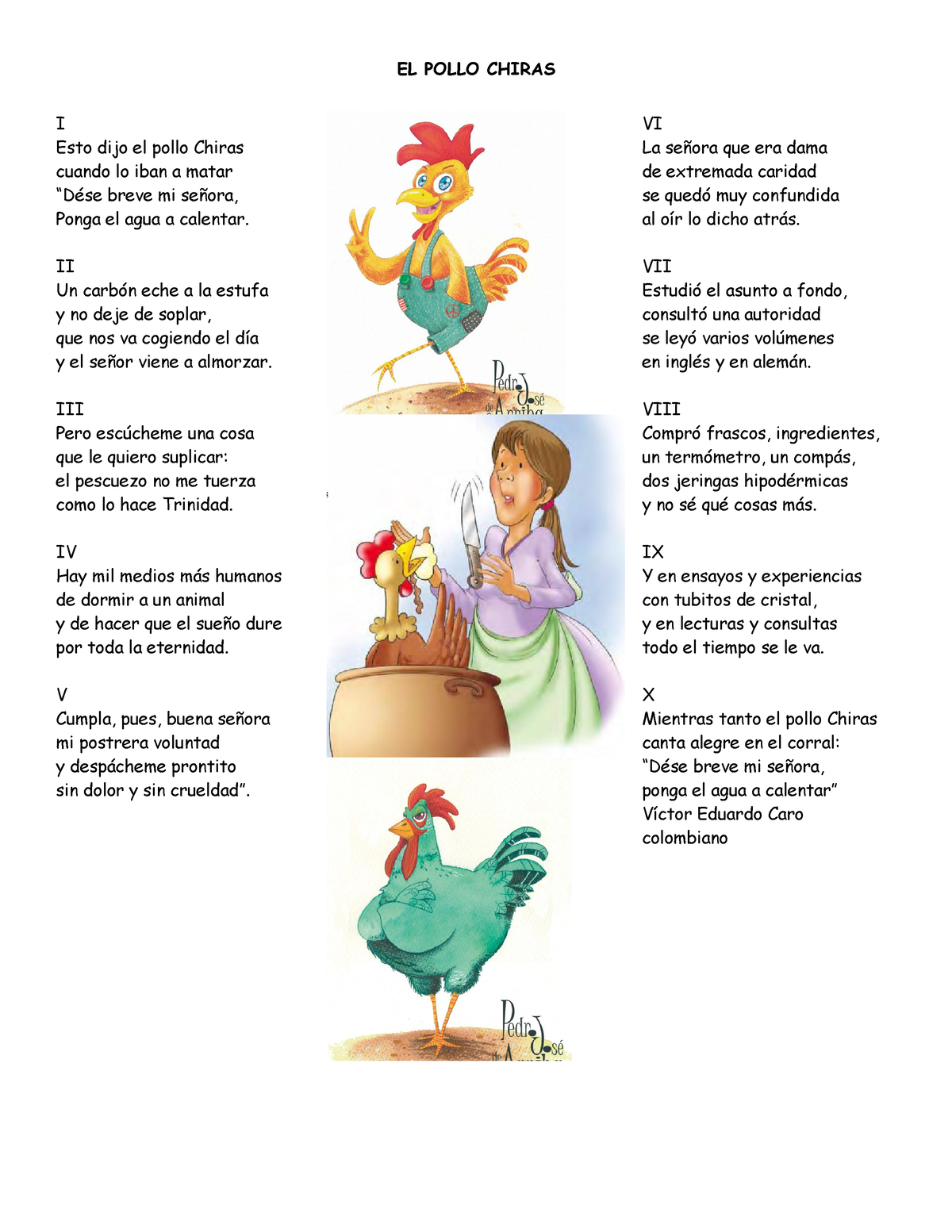 EL Pollo Chiras - comprensión lectora - EL POLLO CHIRAS I Esto dijo el pollo  Chiras cuando lo iban a - Studocu